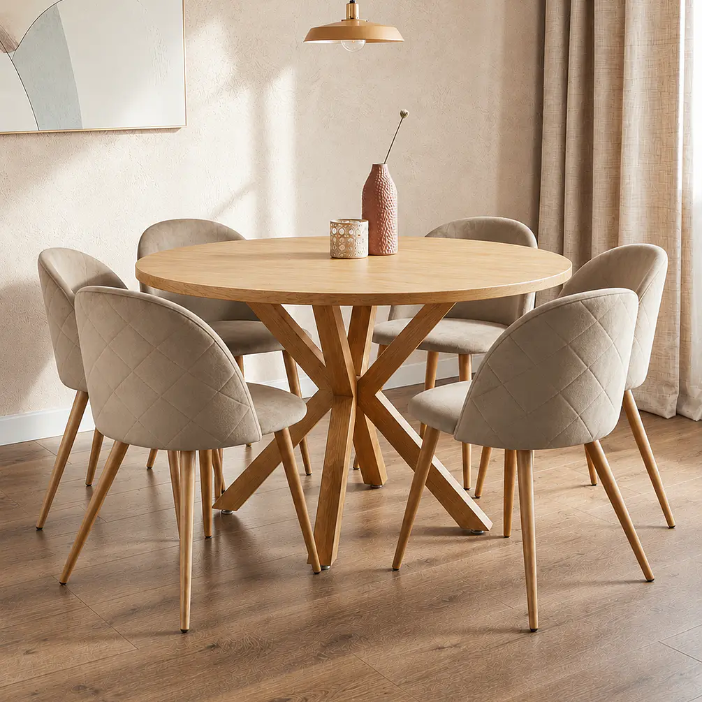 Comedor Redondo Madrid Madera con Sillas Luxury Wood 11