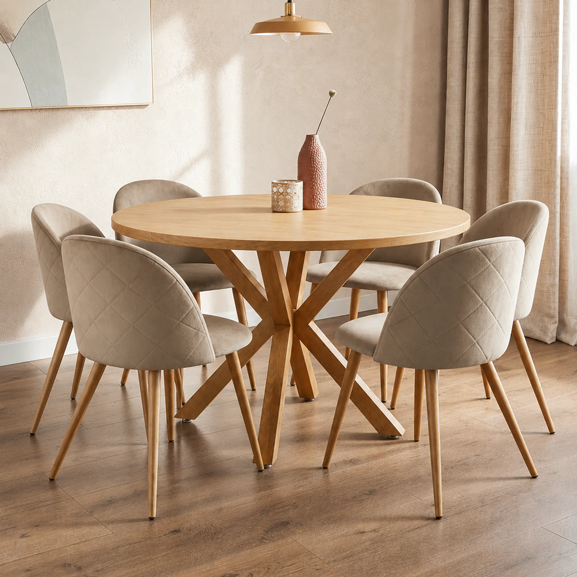 Comedor Redondo Madrid Madera con Sillas Luxury Wood 11