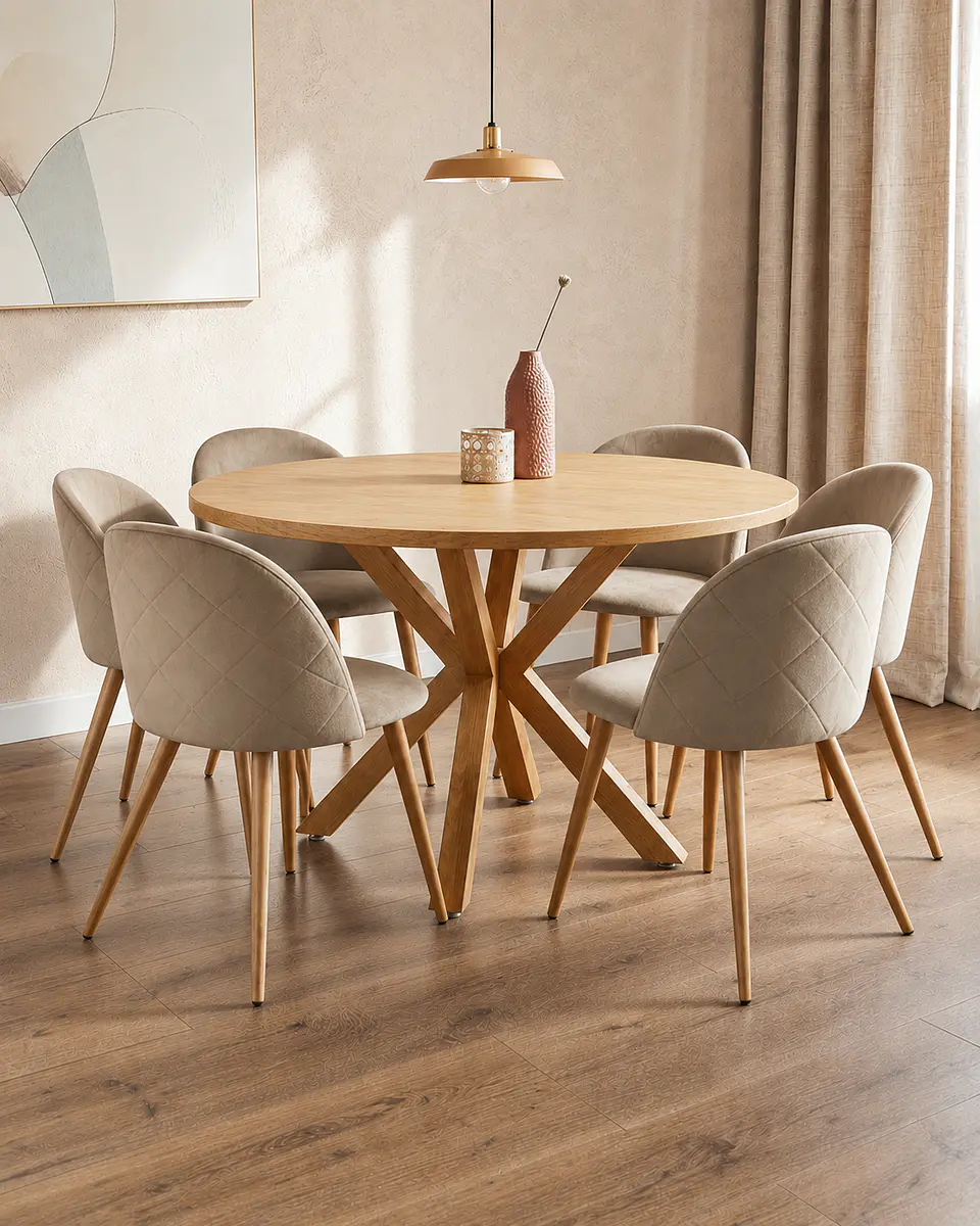 Comedor Redondo Madrid Madera con Sillas Luxury Wood 11