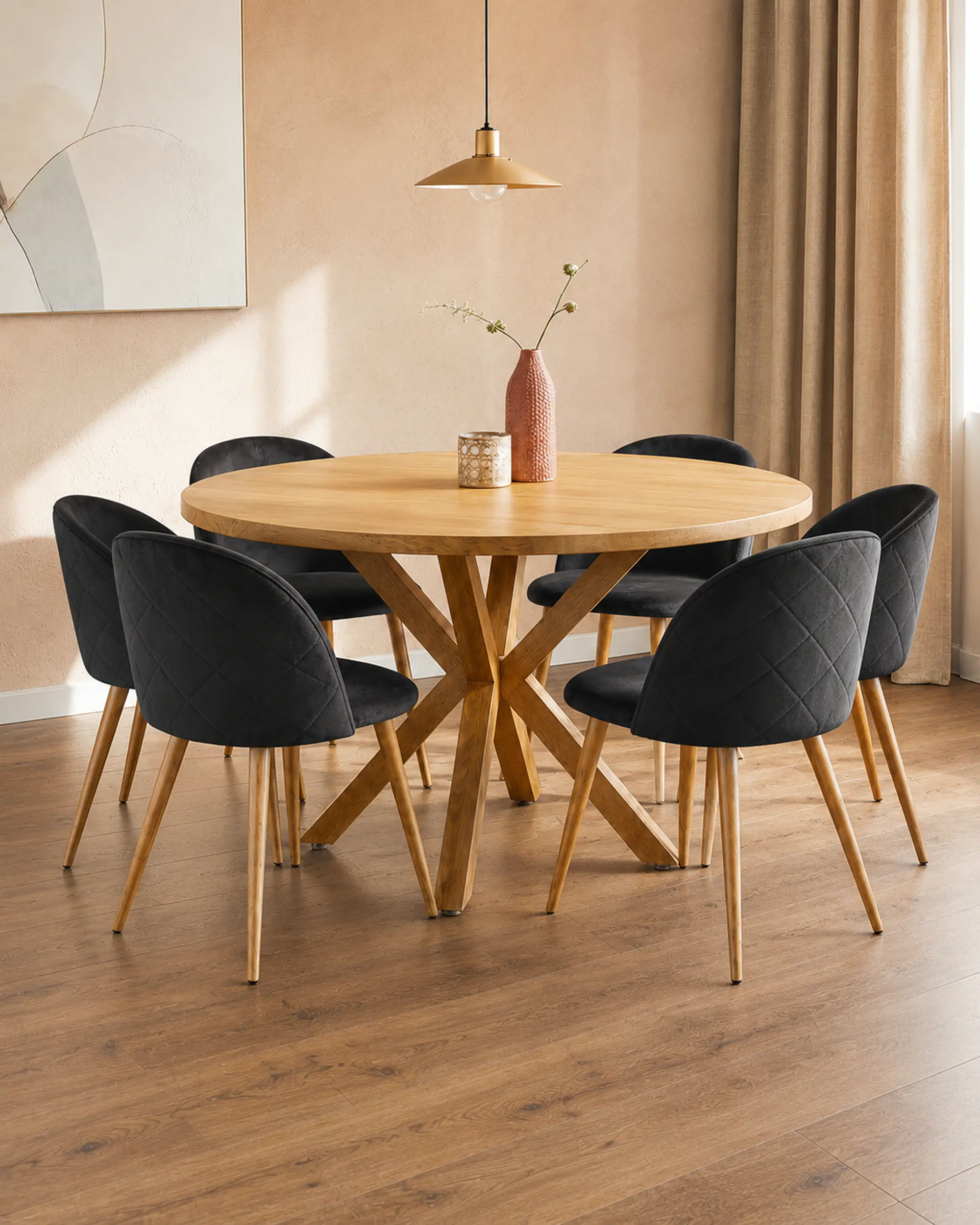 Comedor Redondo Madrid Madera con Sillas Luxury Wood 12