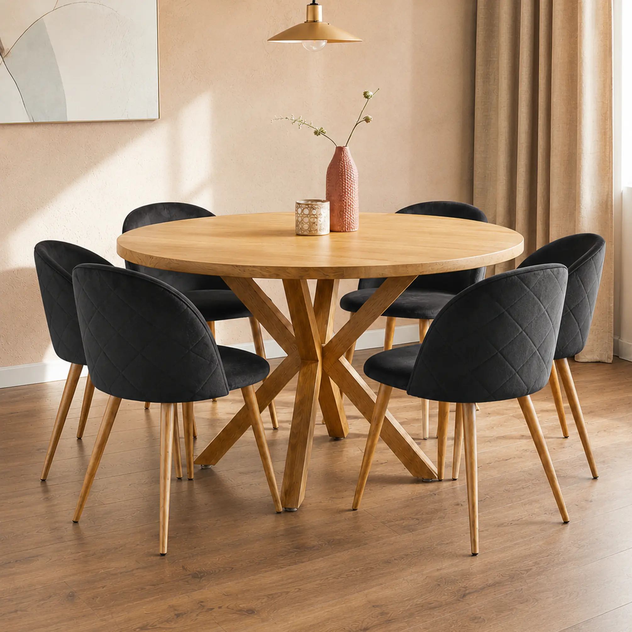 Comedor Redondo Madrid Madera con Sillas Luxury Wood 12