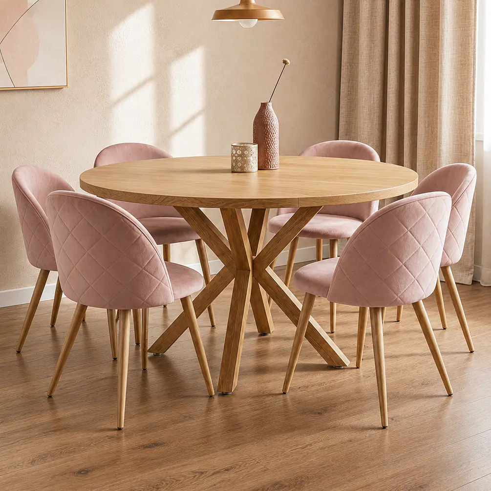 Comedor Redondo Madrid Madera con Sillas Luxury Wood 13