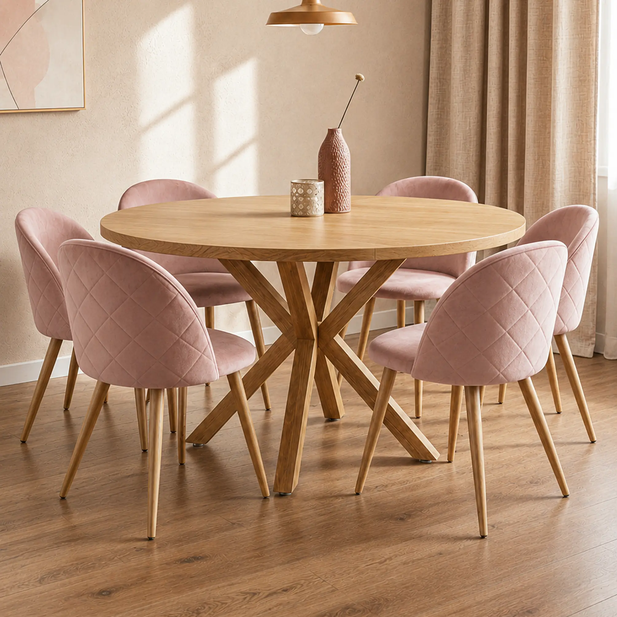 Comedor Redondo Madrid Madera con Sillas Luxury Wood 13