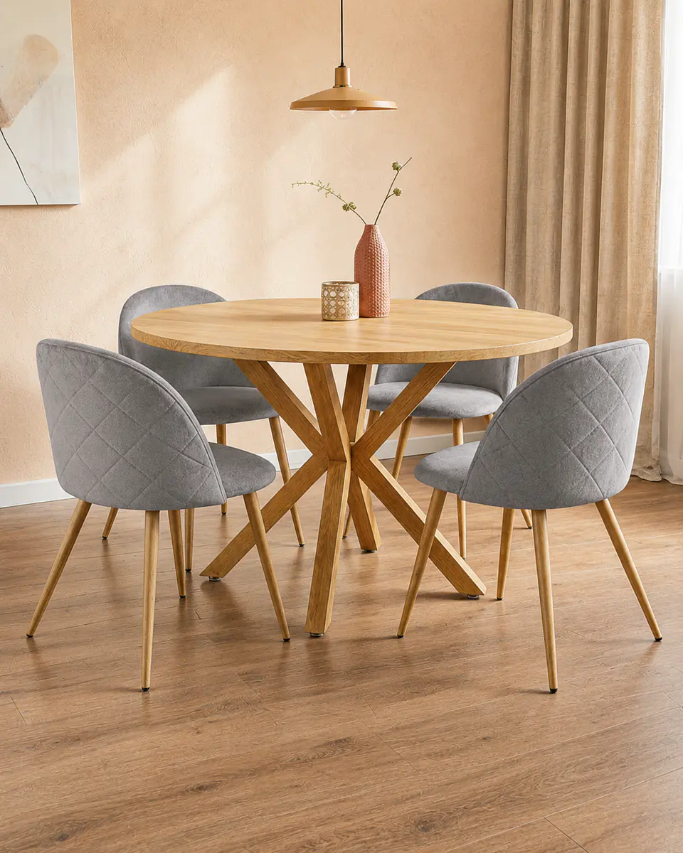 Comedor Redondo Madrid Madera con Sillas Luxury Wood 2