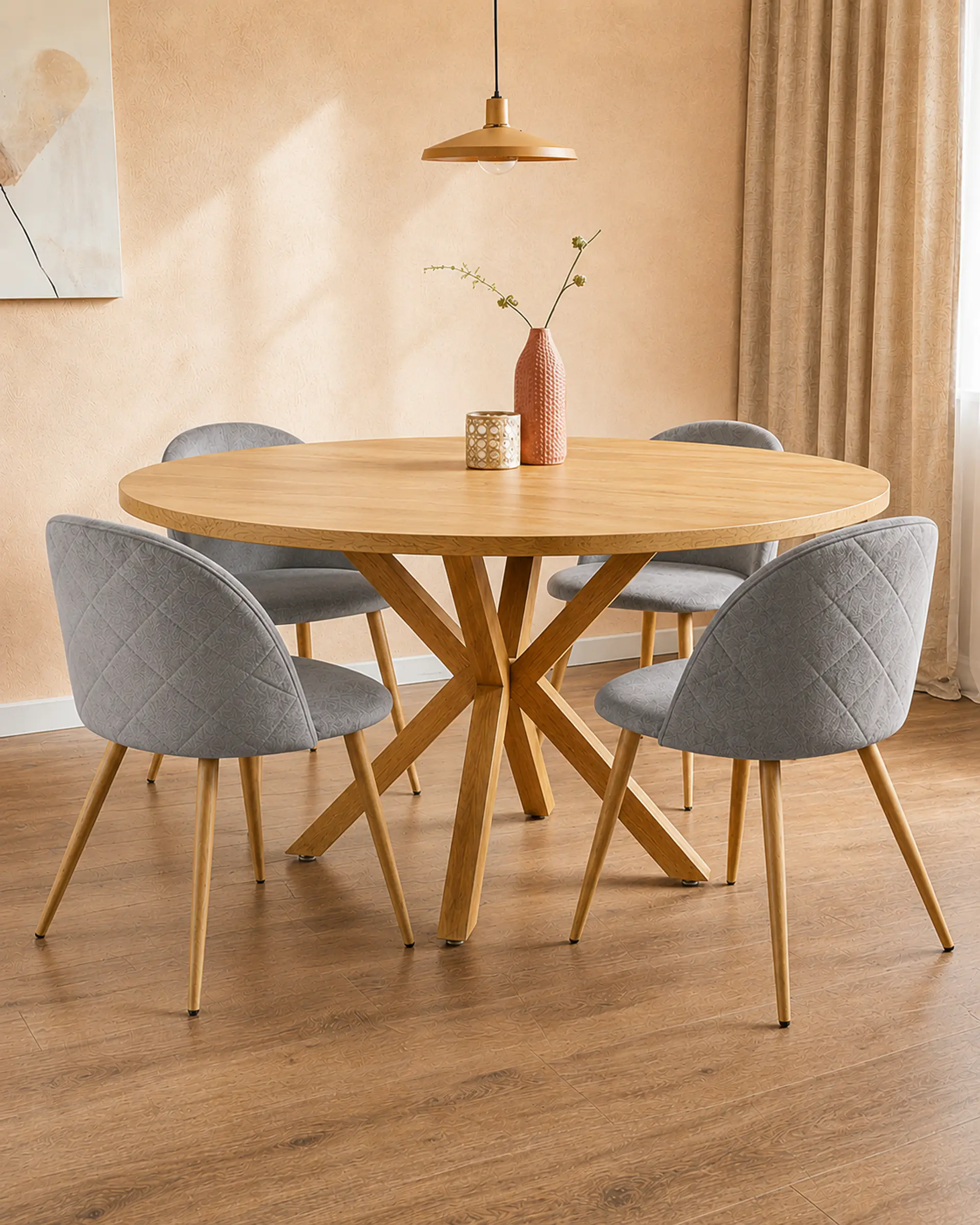 Comedor Redondo Madrid Madera con Sillas Luxury Wood 7