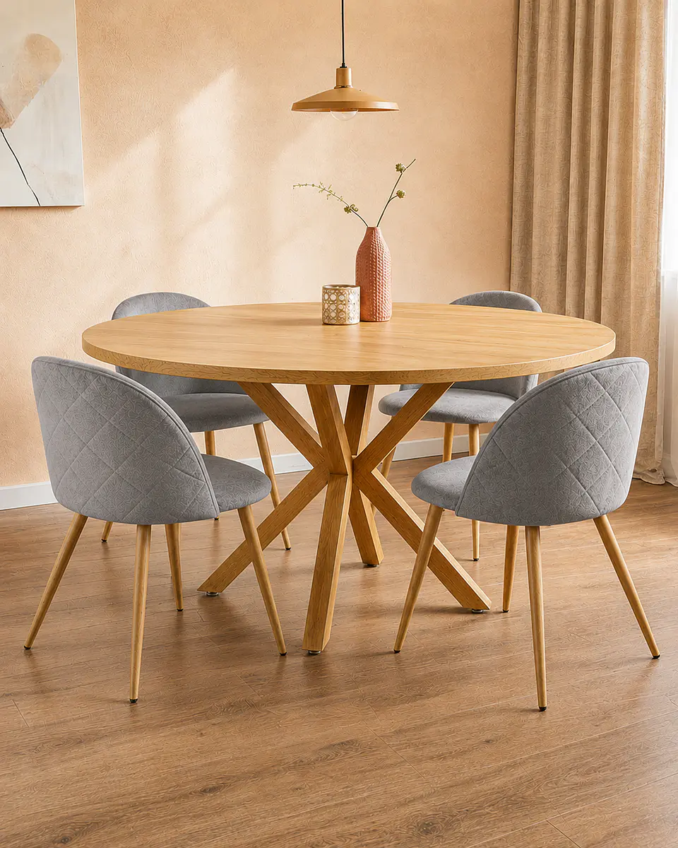 Comedor Redondo Madrid Madera con Sillas Luxury Wood 7