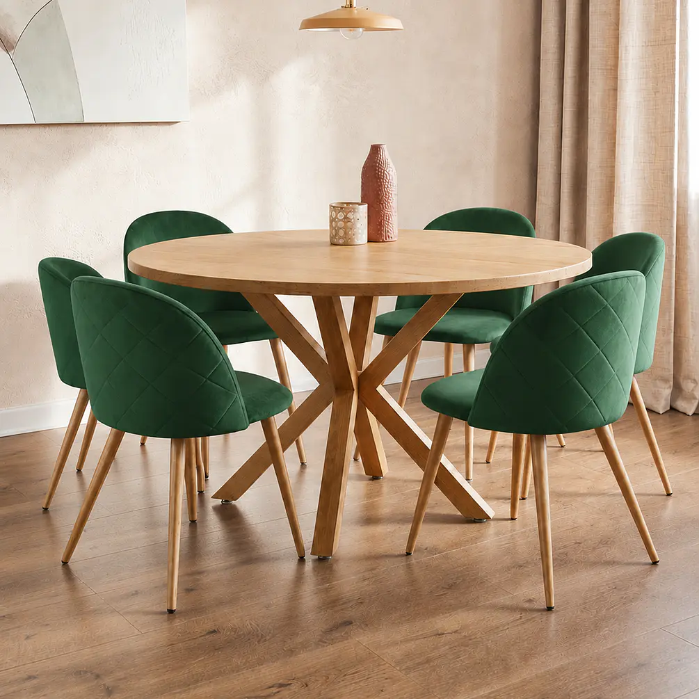Comedor Redondo Madrid Madera con Sillas Luxury Wood 14