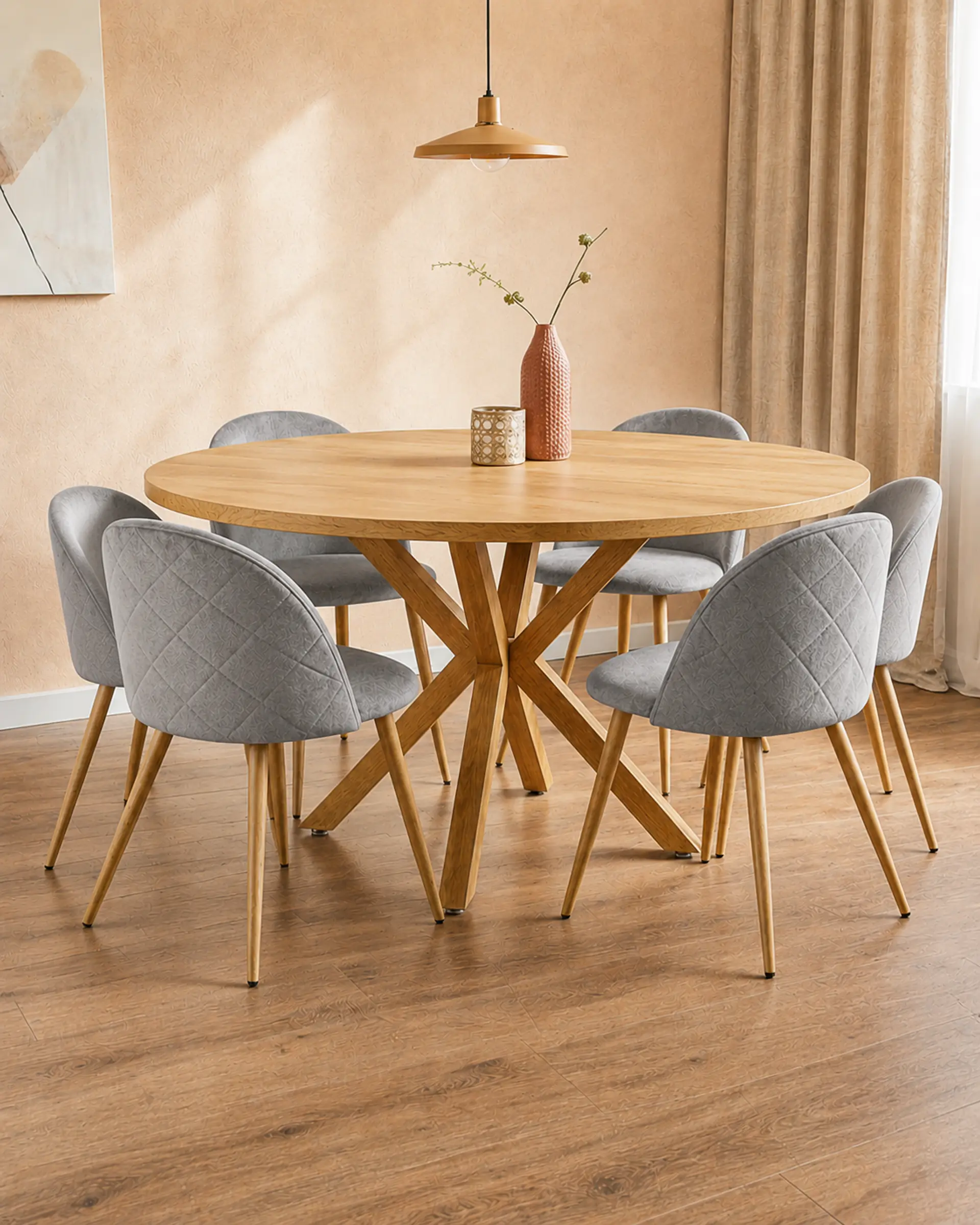 Comedor Redondo Madrid Madera con Sillas Luxury Wood 15