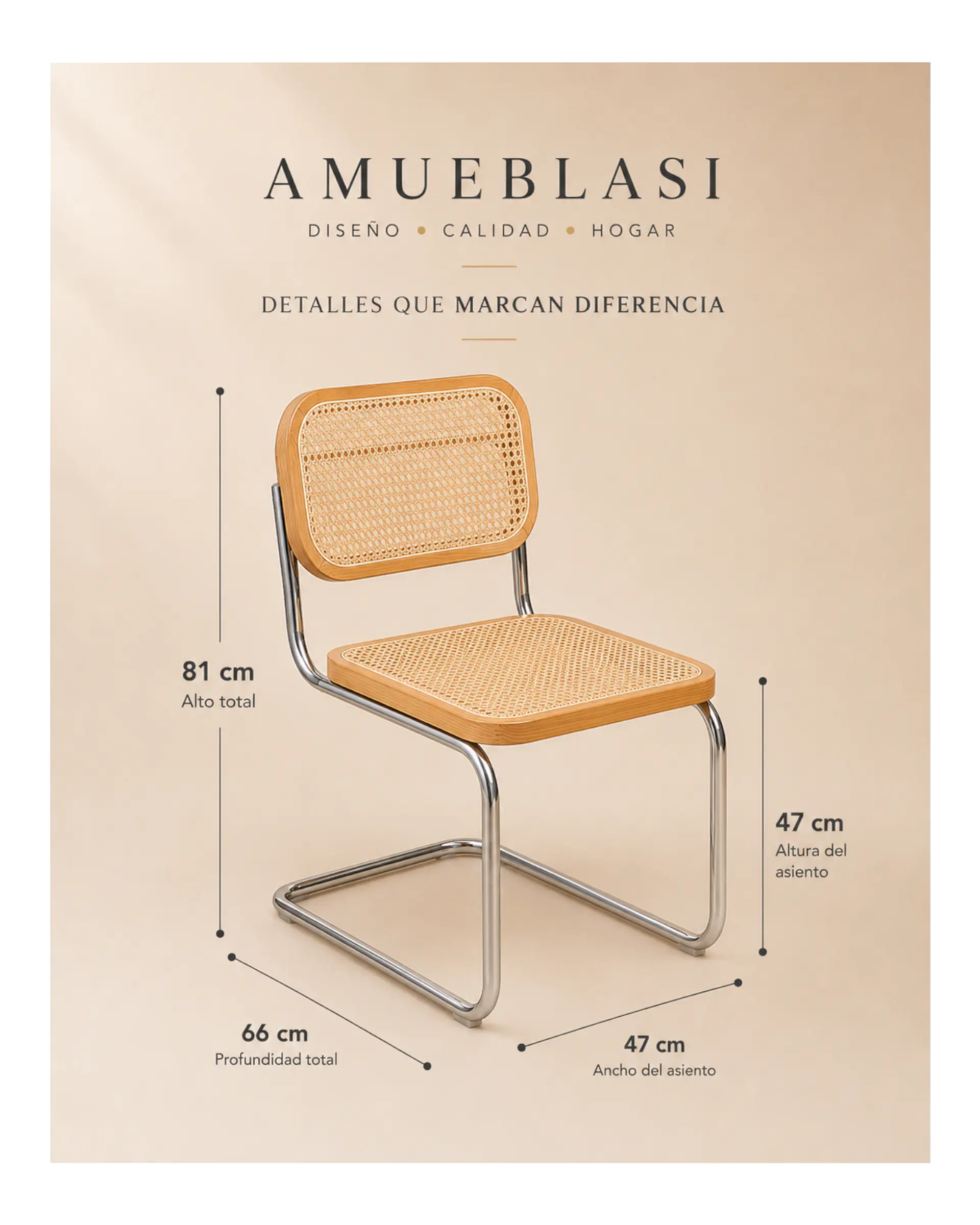 Comedor Rectangular Madrid Madera con Sillas Breuer 6