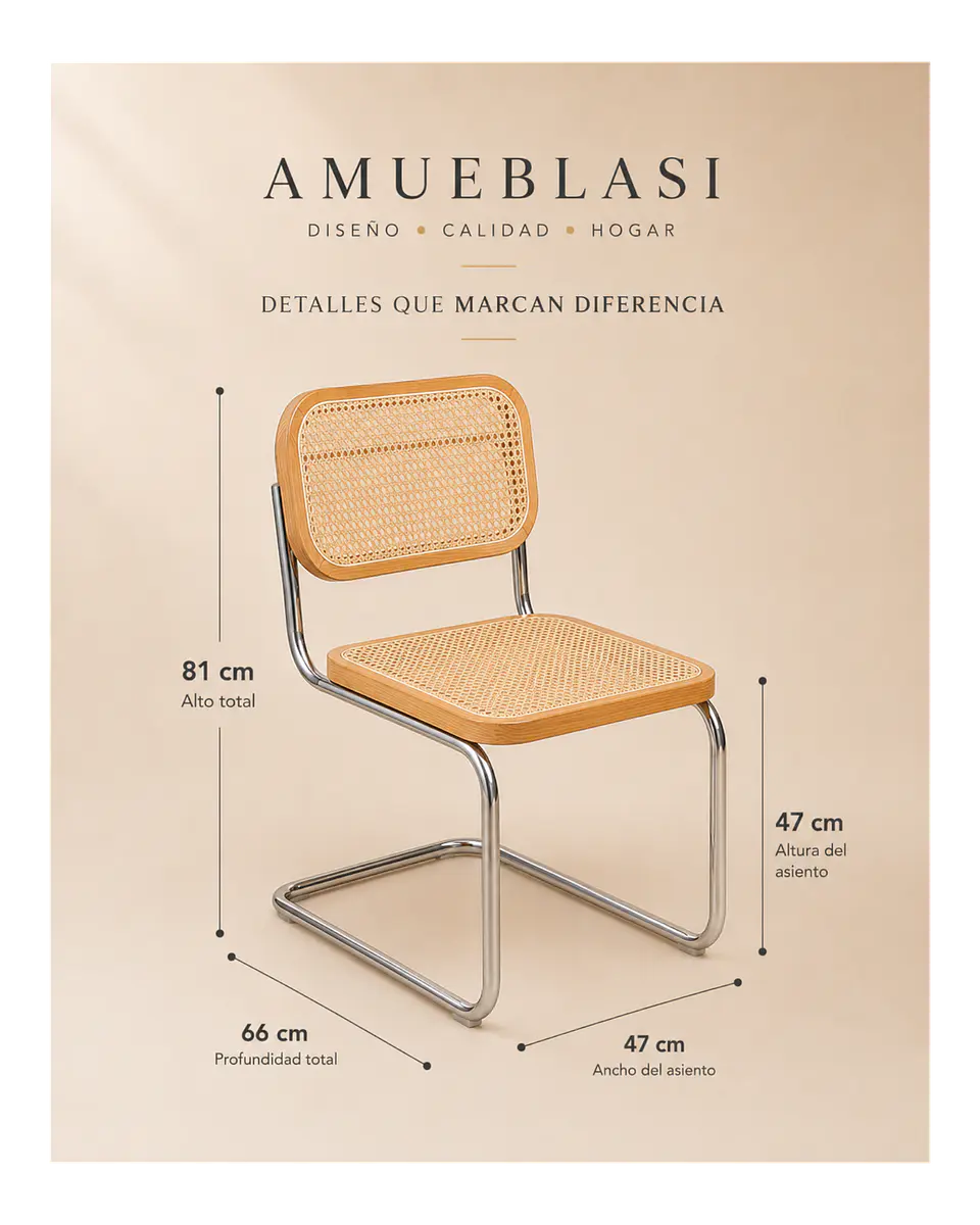 Comedor Rectangular Madrid Madera con Sillas Breuer 6