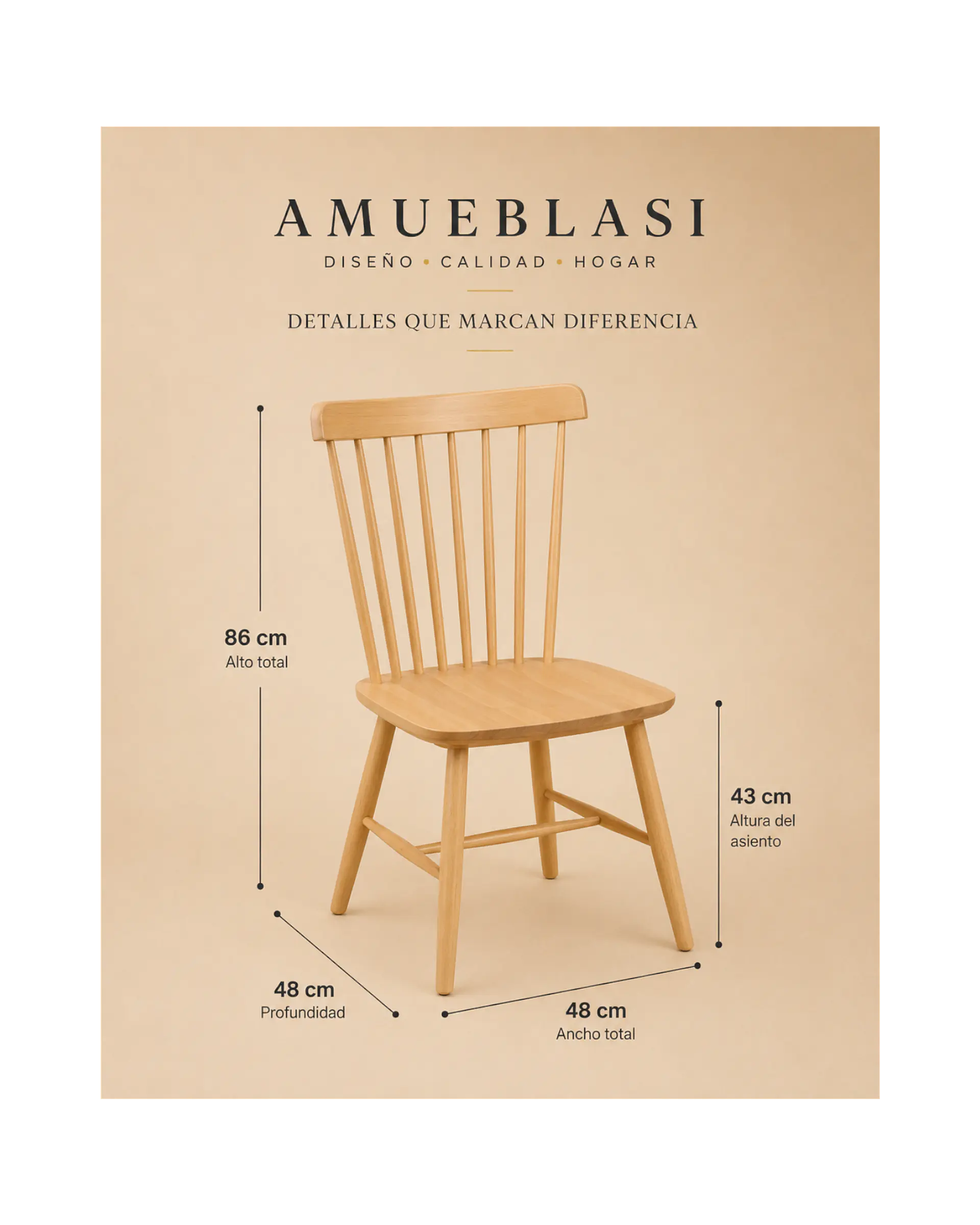 Silla Windsor Madera Minimalista 7