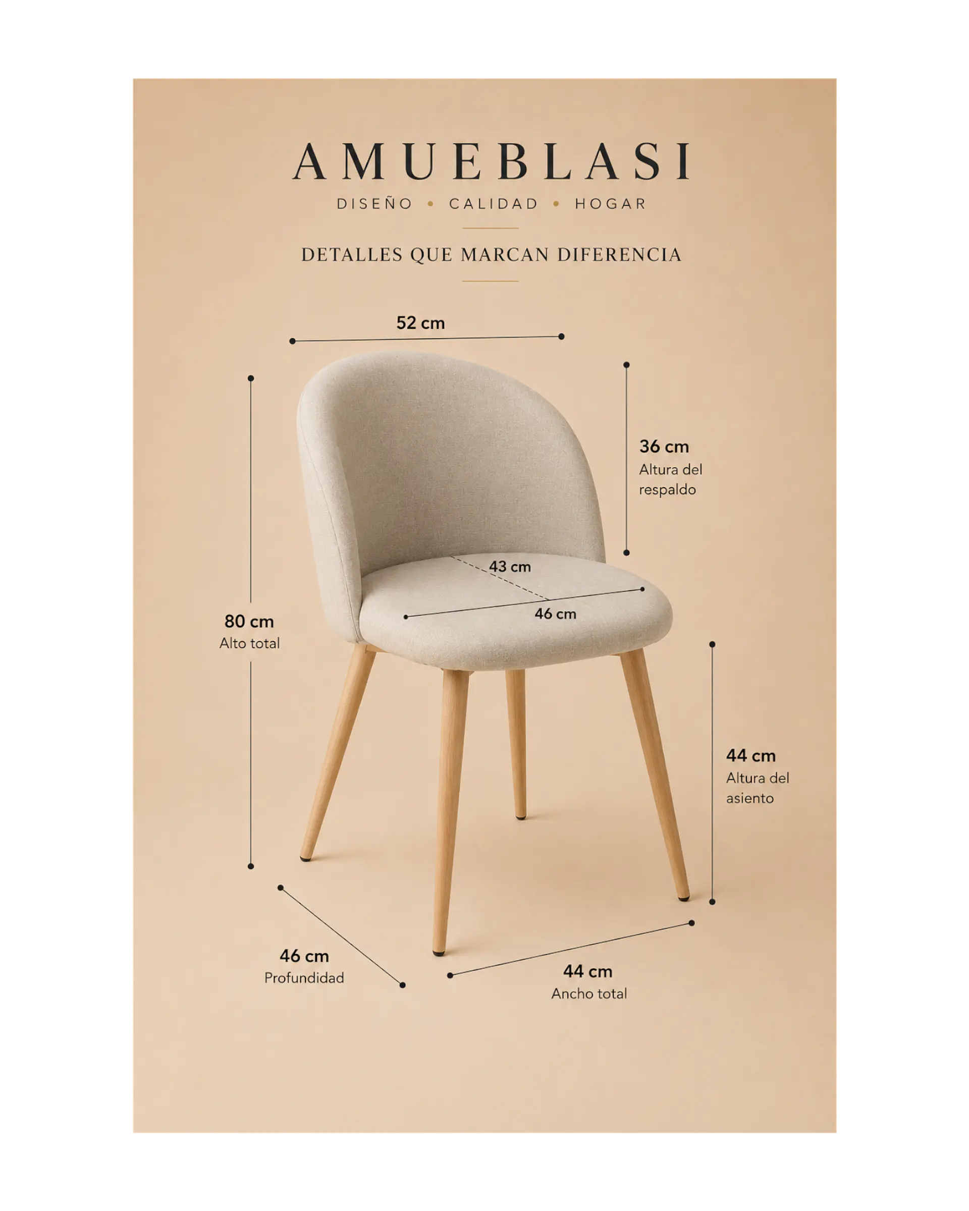 Silla Comedor Luxury Wood Lino 8