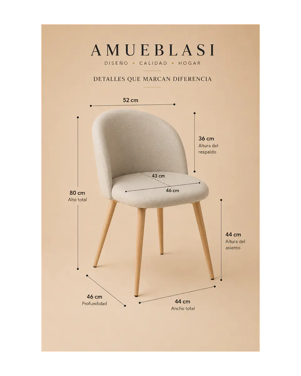 Silla Comedor Luxury Wood Lino 8