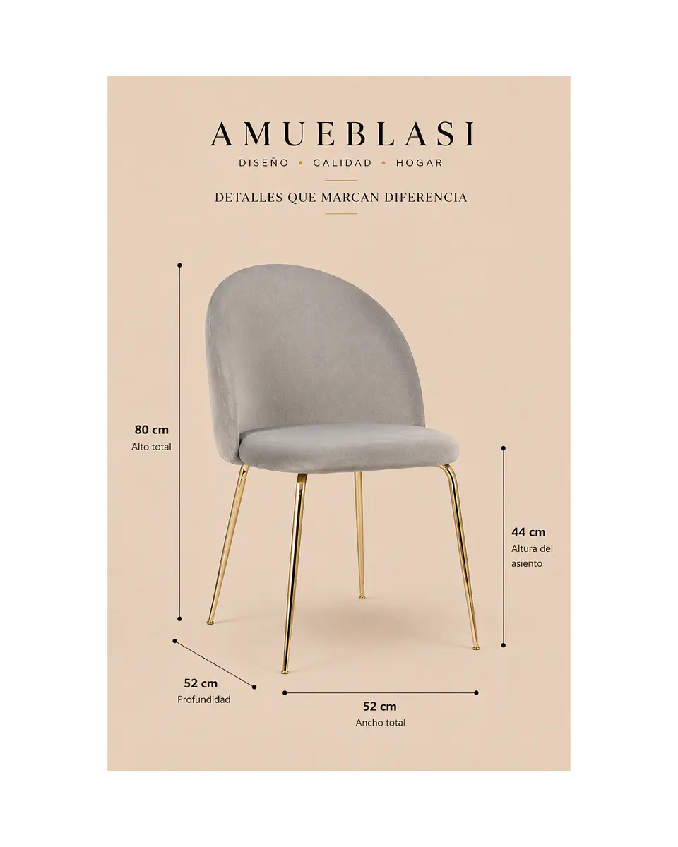 Silla Comedor Luxury Gold Felpa 5