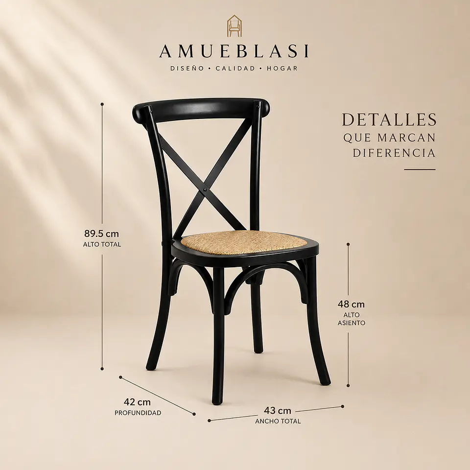 Silla Crossback Madera y Ratán 5