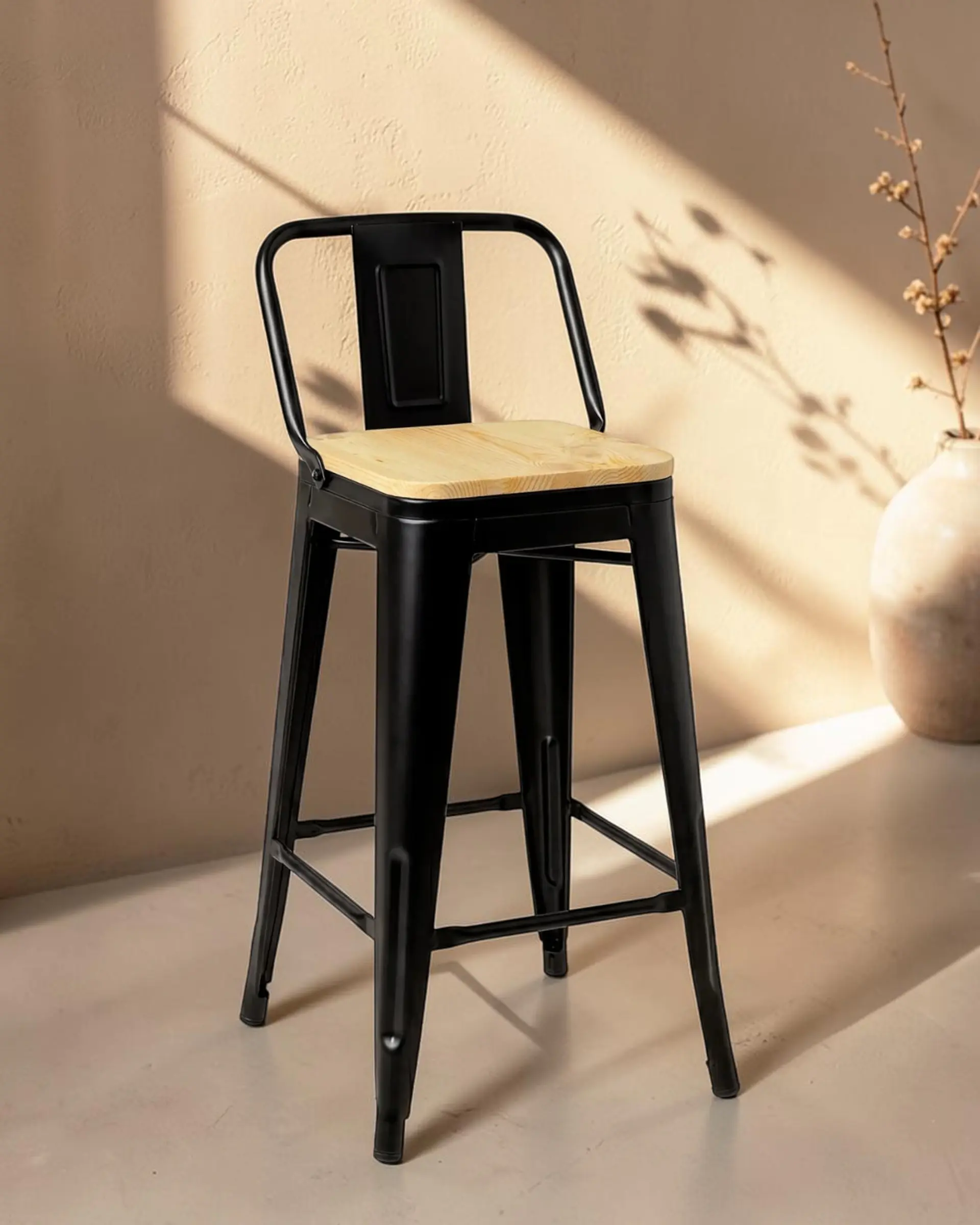 Taburete Tolix Asiento de Madera 66 cm 1