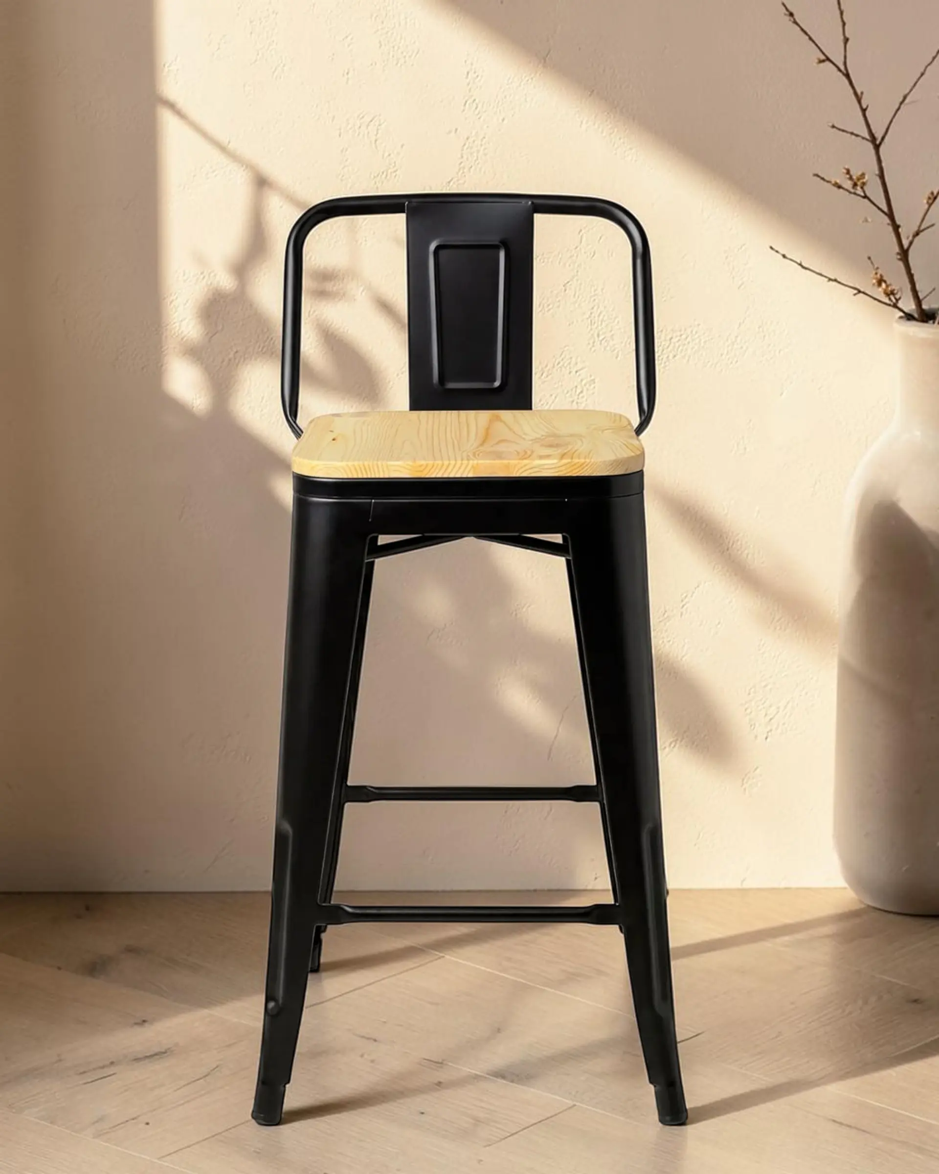 Taburete Tolix Asiento de Madera 66 cm 2