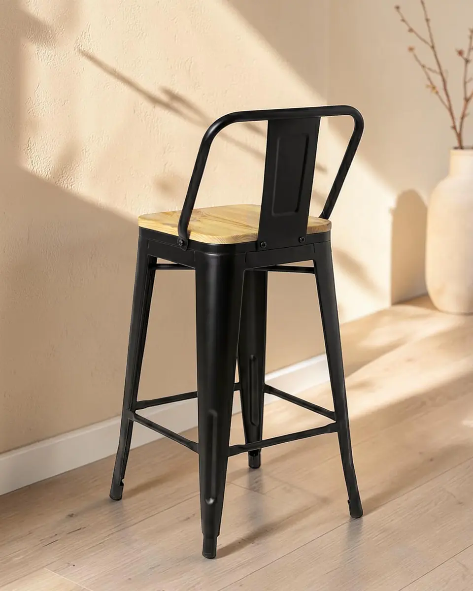 Taburete Tolix Asiento de Madera 66 cm 4