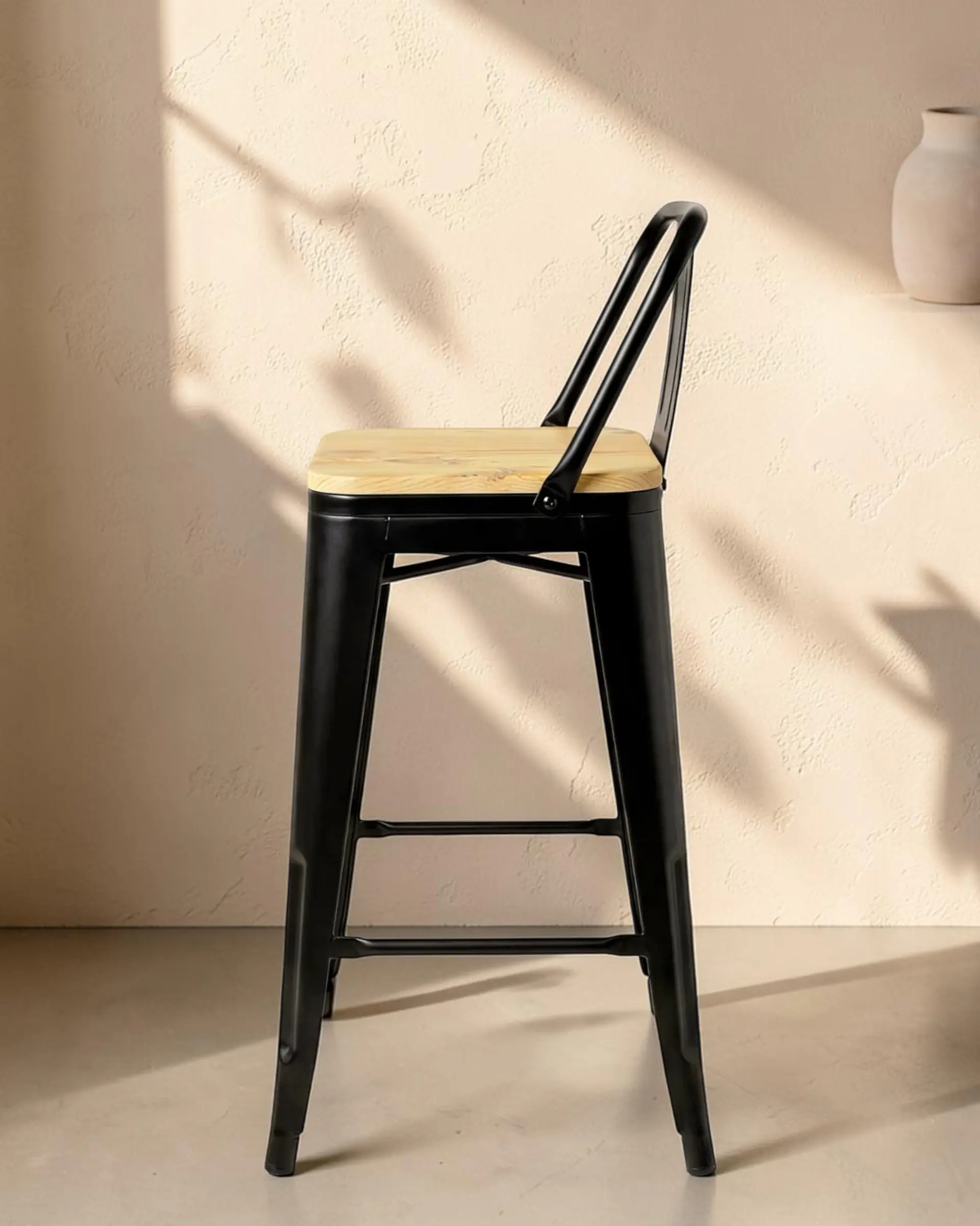 Taburete Tolix Asiento de Madera 77 cm 5