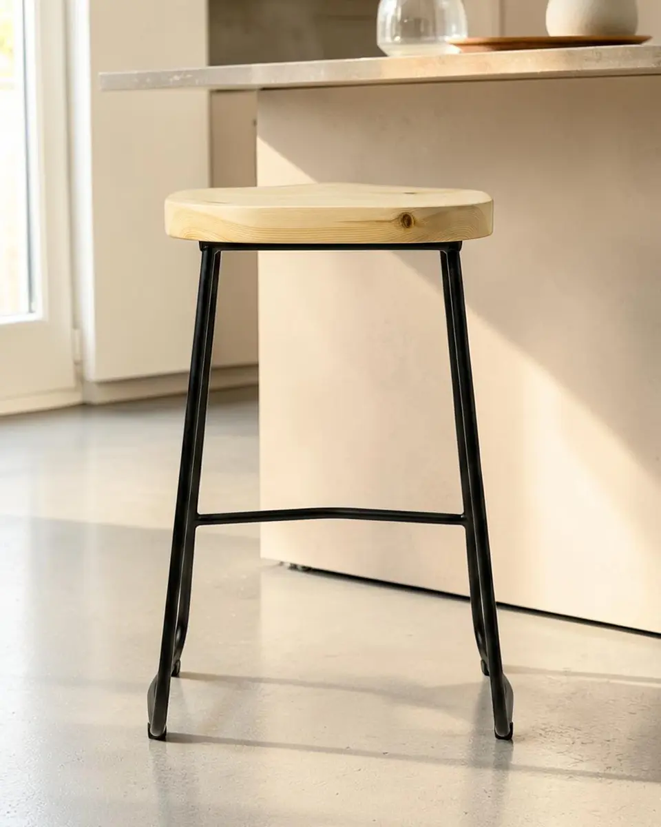 Taburete Nara para Barra y Cocina Madera-Metal 66 cm 2