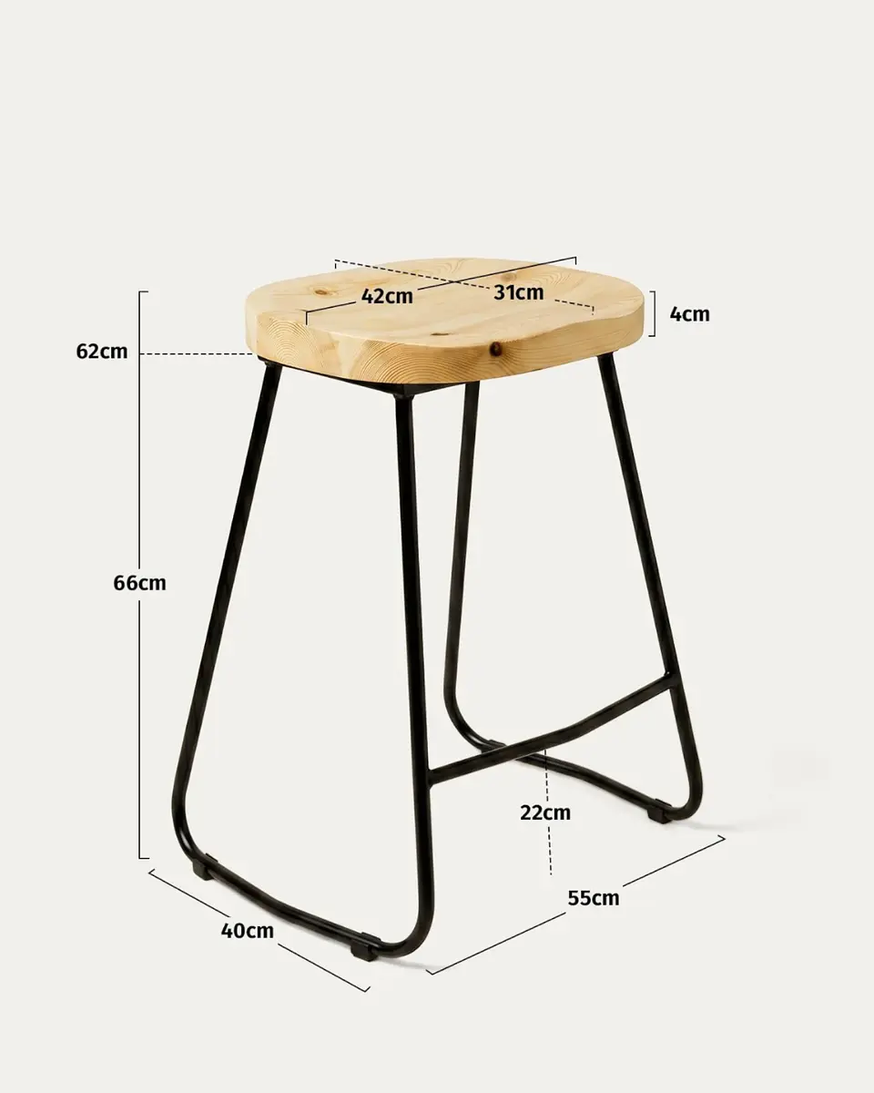 Taburete Nara para Barra y Cocina Madera-Metal 66 cm 5