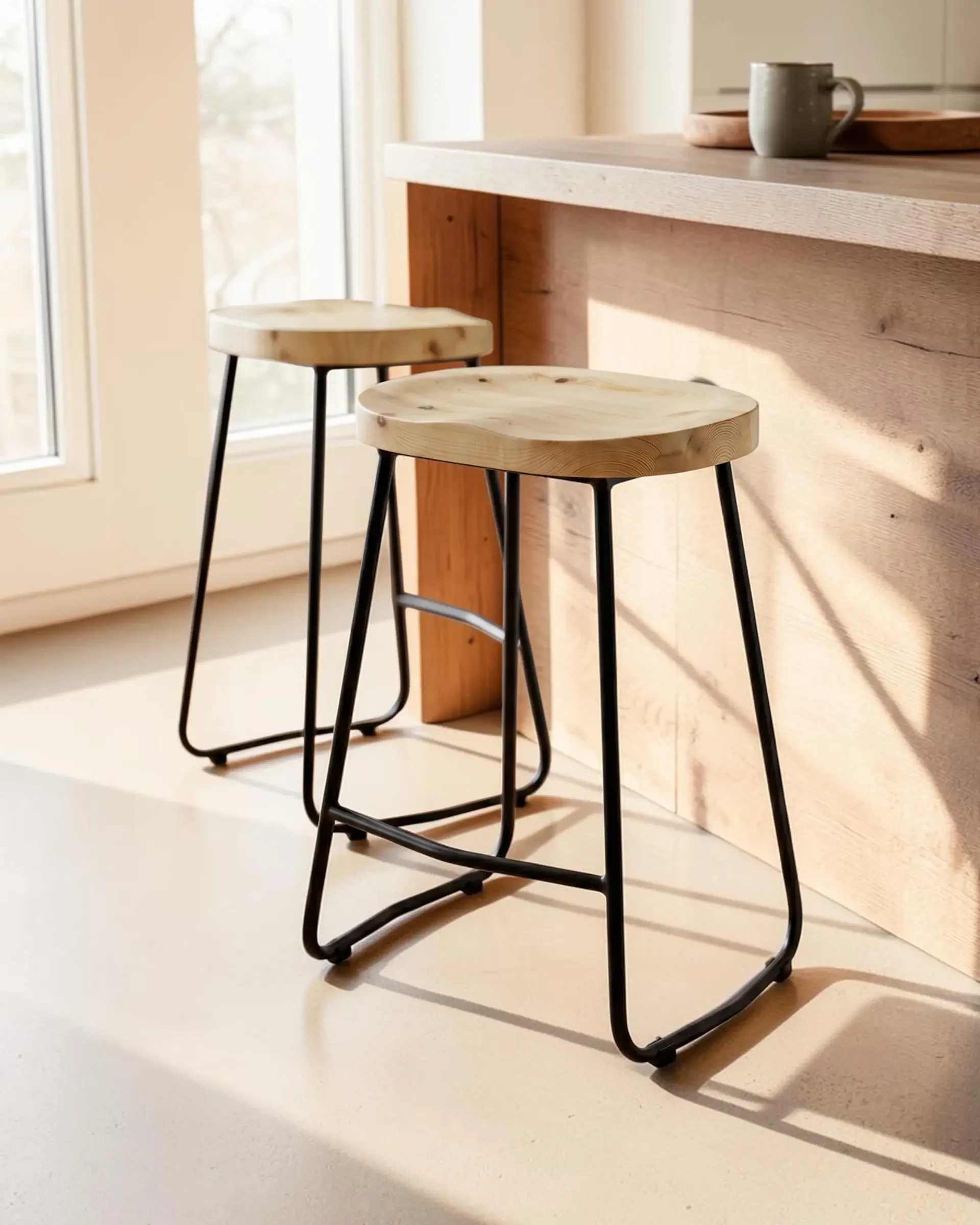 Taburete Nara para Barra y Cocina Madera-Metal 66 cm 6