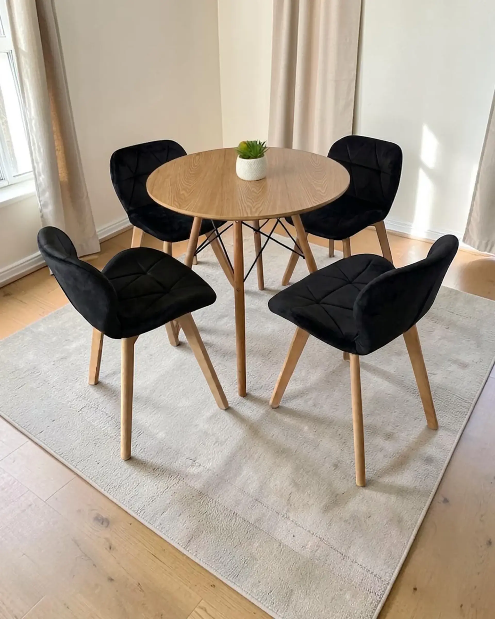 Comedor Redondo Melamina Eames con Sillas Radar Velvet 11