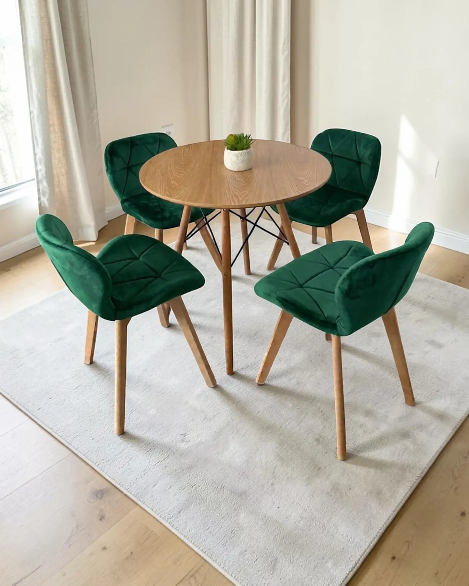 Comedor Redondo Melamina Eames con Sillas Radar Velvet 12