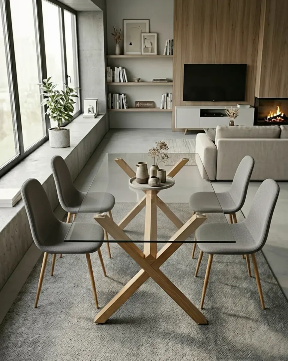 Comedor Rectangular Vidrio Elite con Sillas Scoop 1