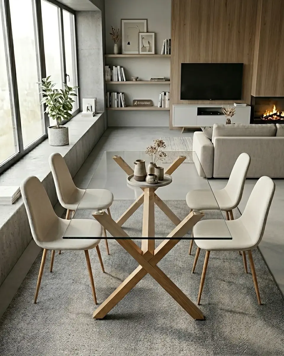 Comedor Rectangular Vidrio Elite con Sillas Scoop 3