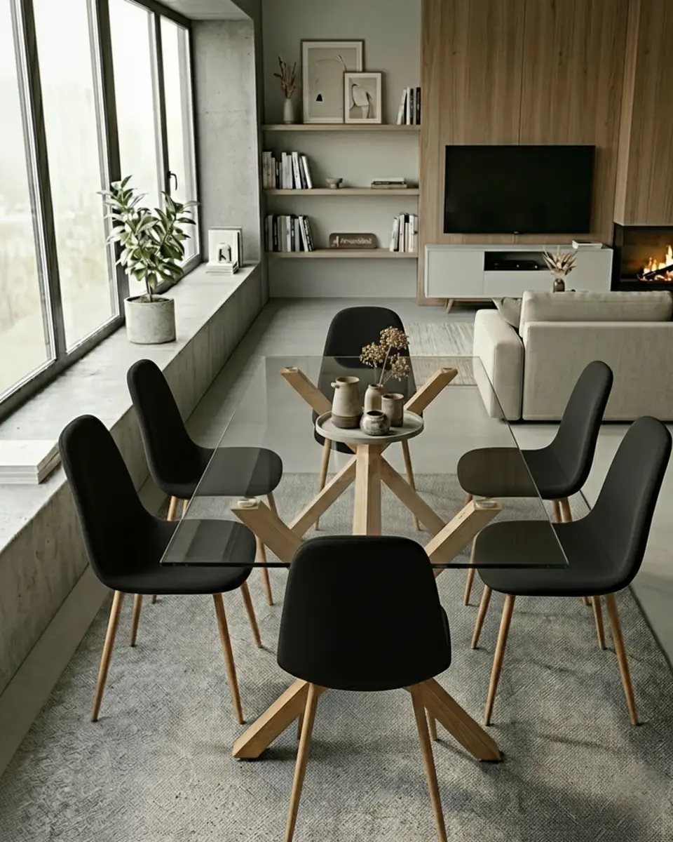 Comedor Rectangular Vidrio Elite con Sillas Scoop 4