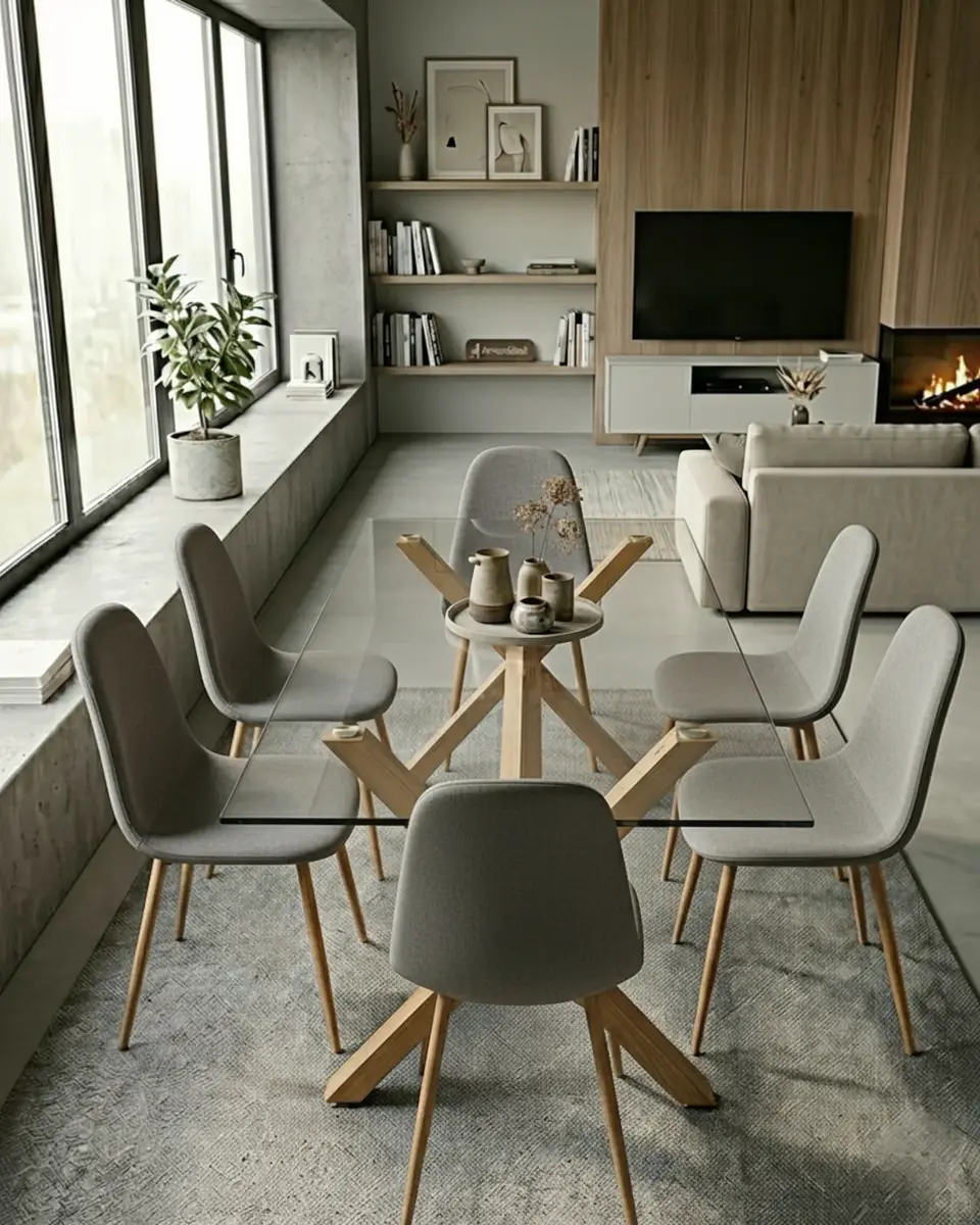 Comedor Rectangular Vidrio Elite con Sillas Scoop 5