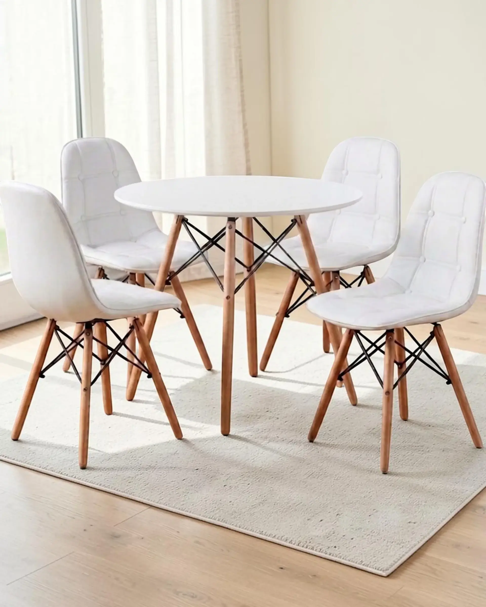 Comedor Redondo Melamina Eames 4 Sillas Buckle  2
