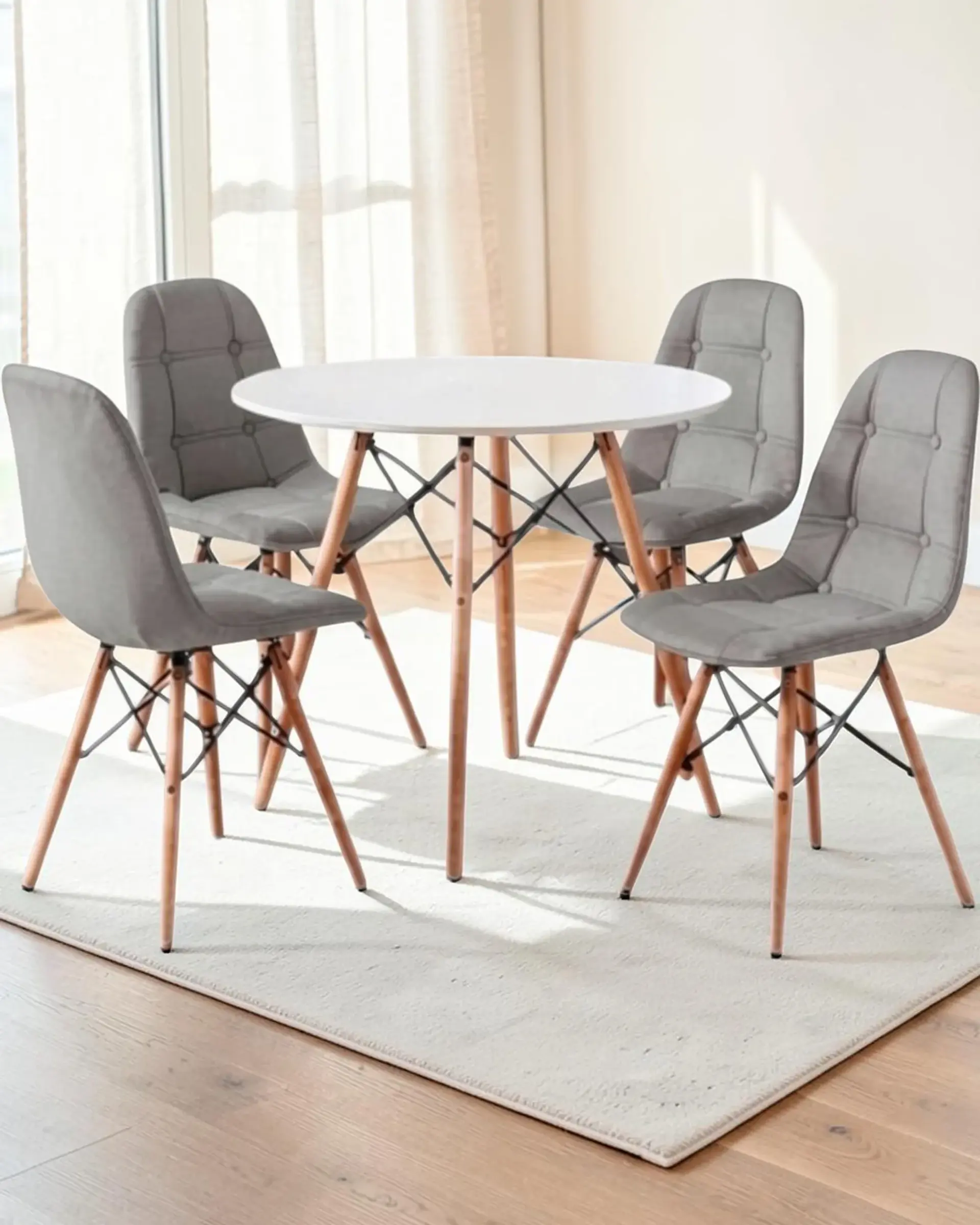 Comedor Redondo Melamina Eames 4 Sillas Buckle  3