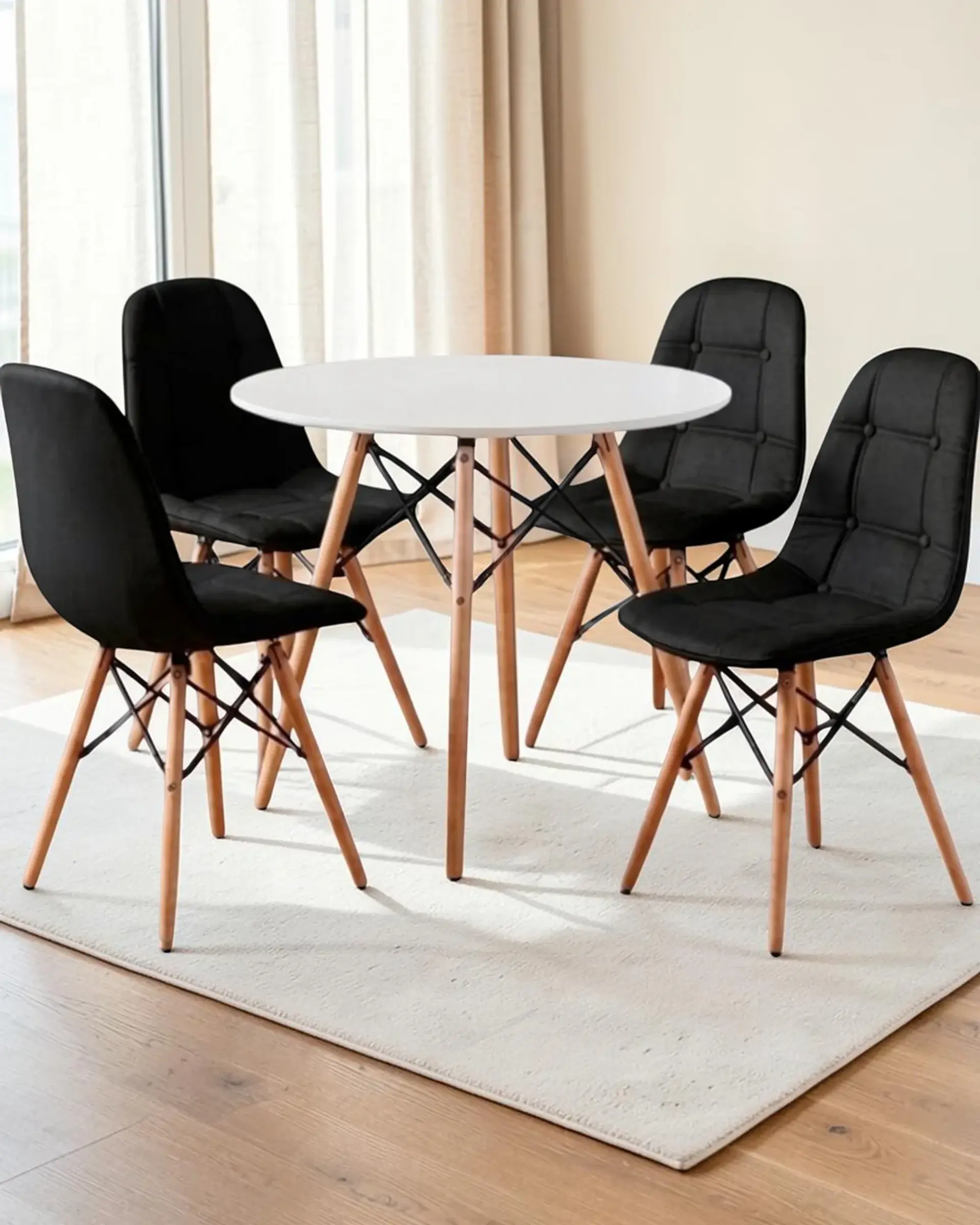 Comedor Redondo Melamina Eames 4 Sillas Buckle  4
