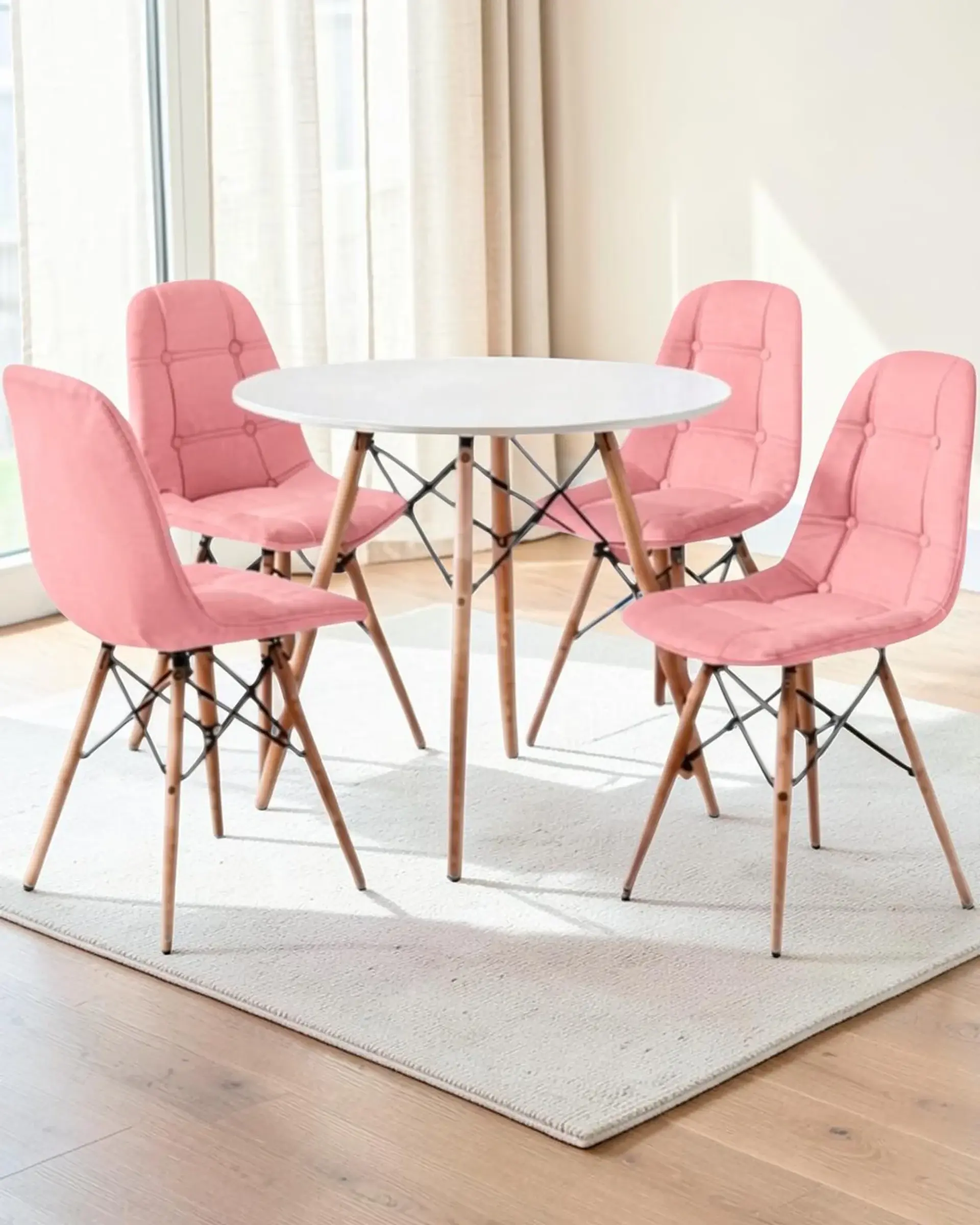Comedor Redondo Melamina Eames 4 Sillas Buckle  5