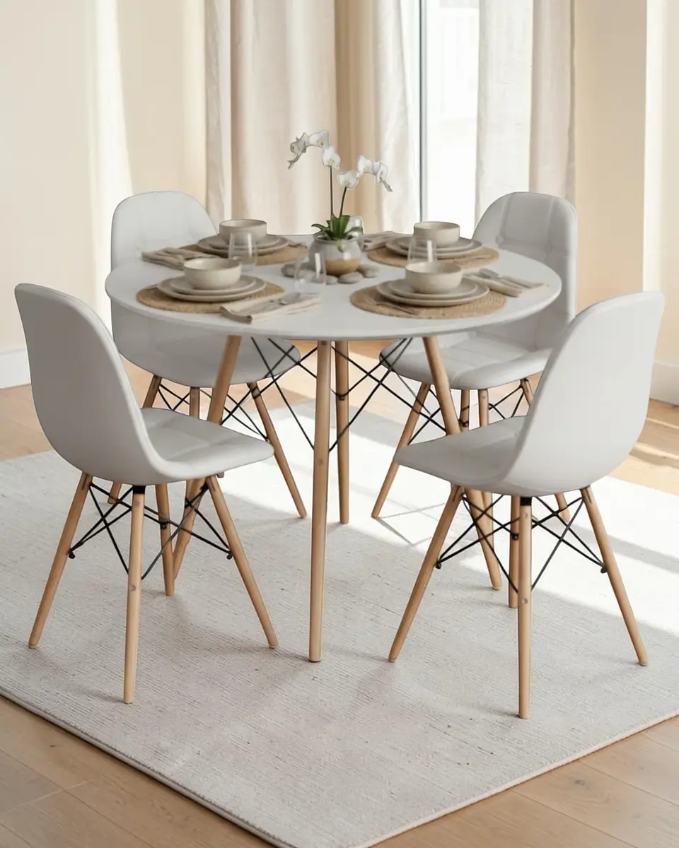 Comedor Redondo Melamina Eames 4 Sillas Buckle  6