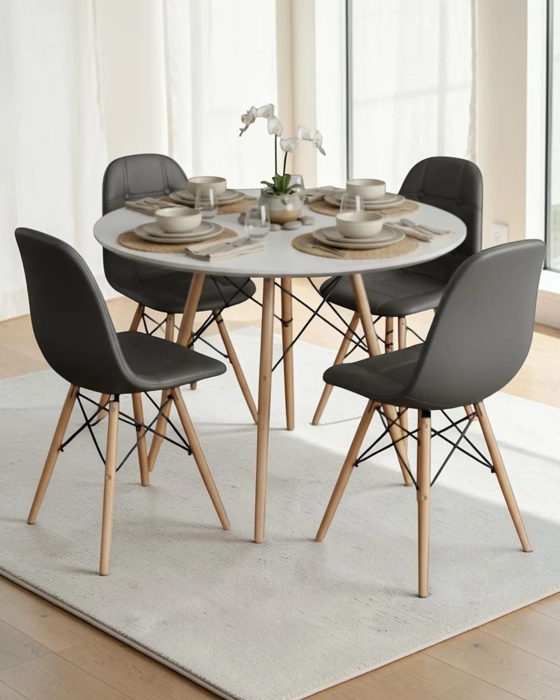 Comedor Redondo Melamina Eames 4 Sillas Buckle  7