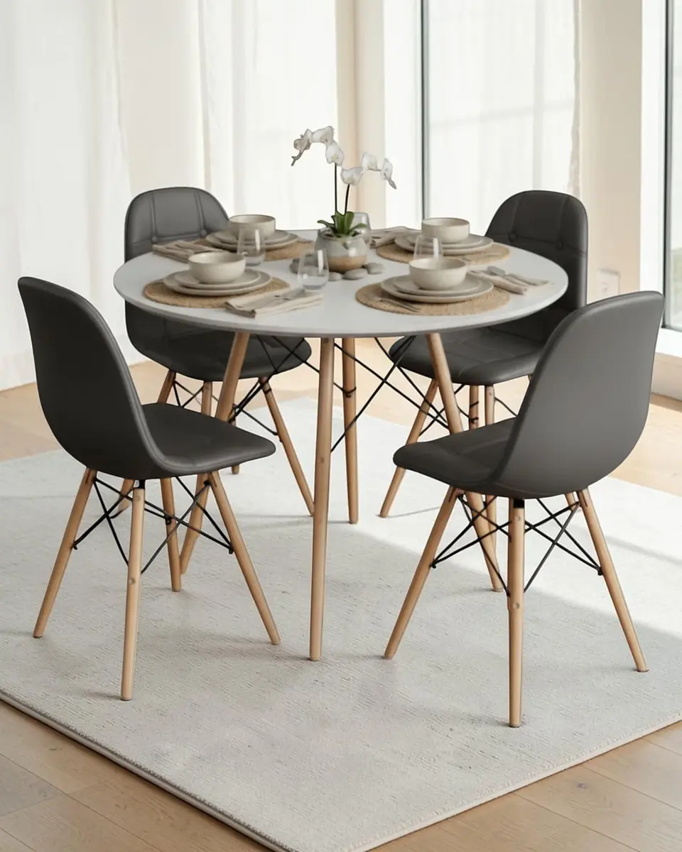 Comedor Redondo Melamina Eames 4 Sillas Buckle  7