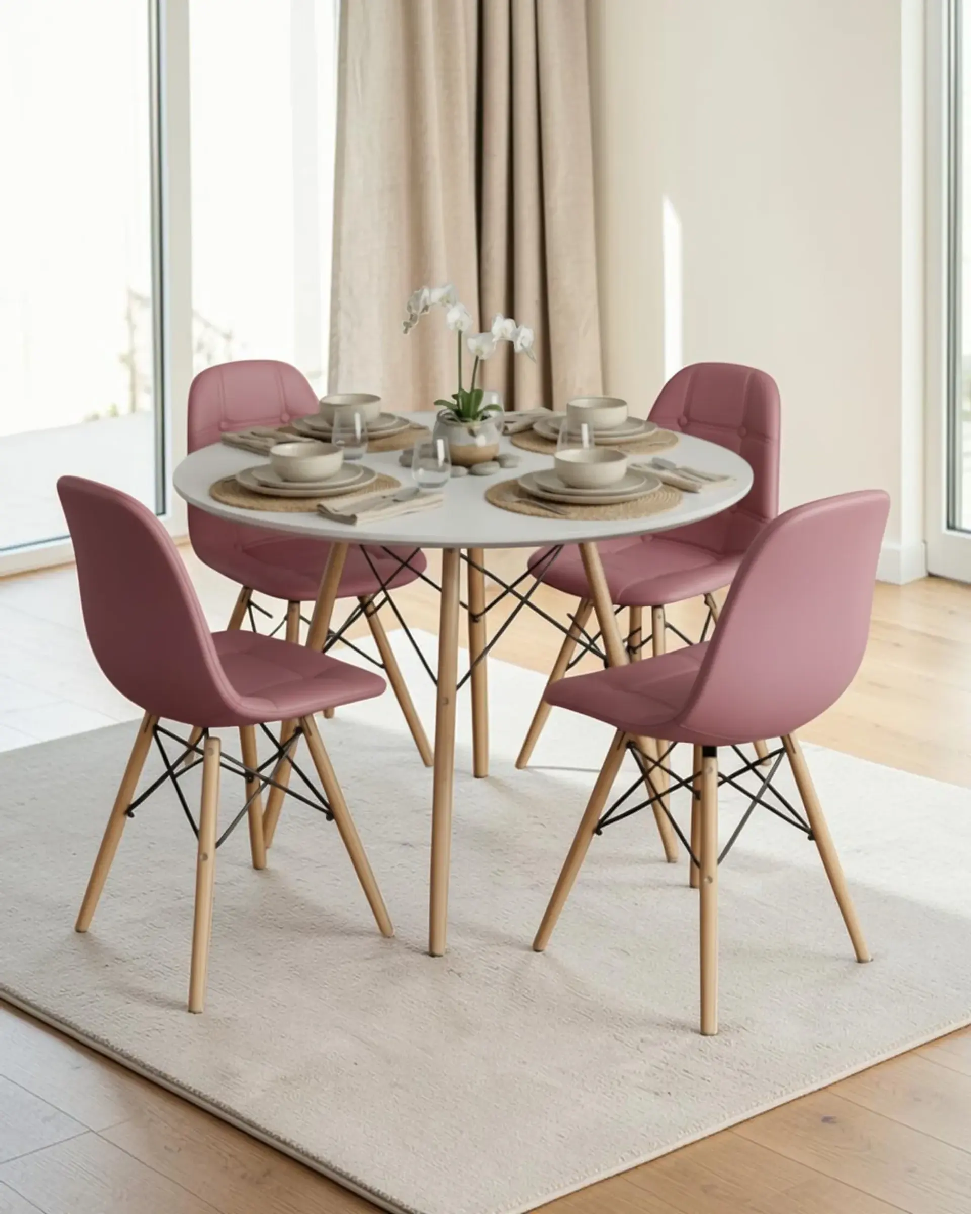 Comedor Redondo Melamina Eames 4 Sillas Buckle  9