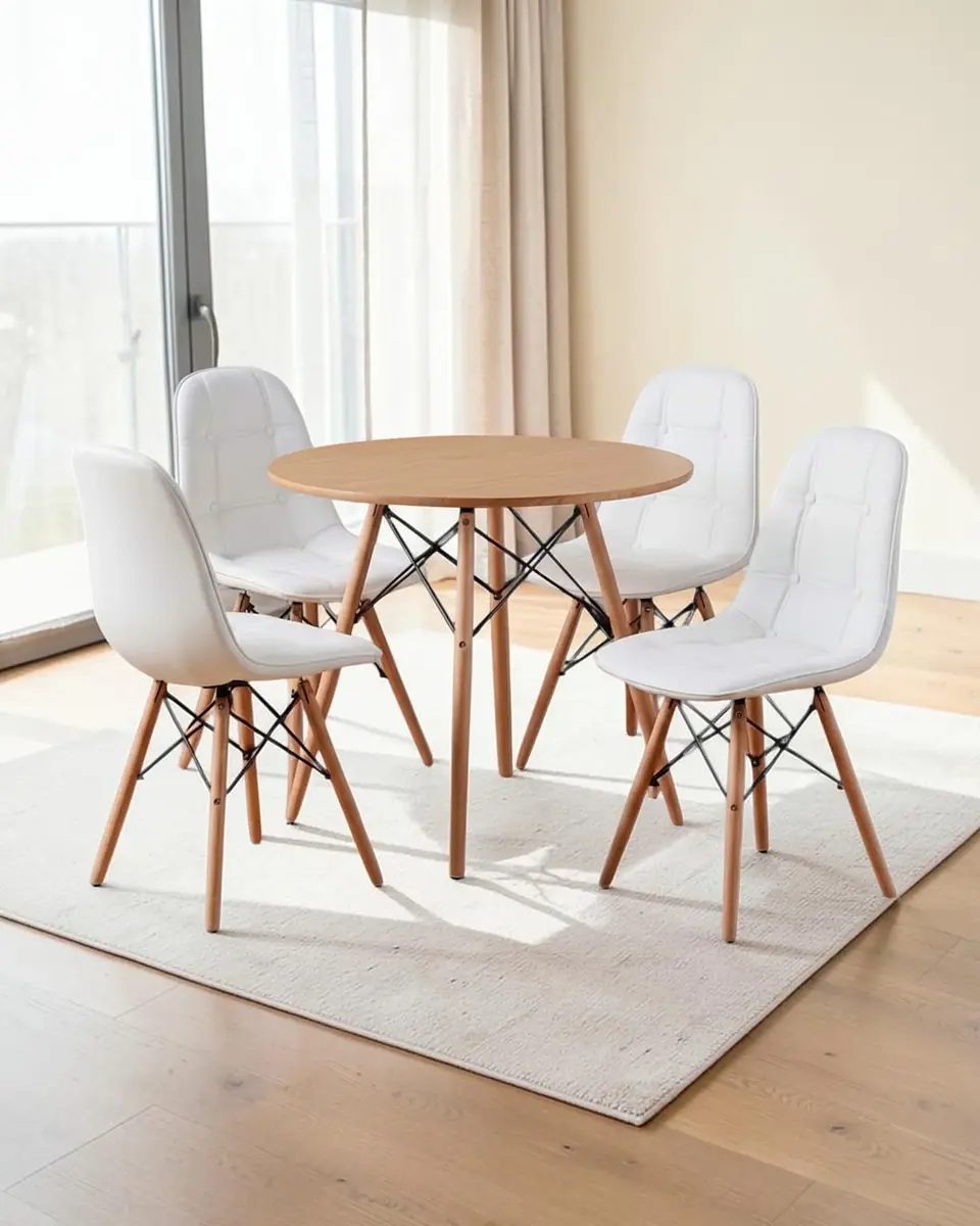 Comedor Redondo Melamina Eames 4 Sillas Buckle  10