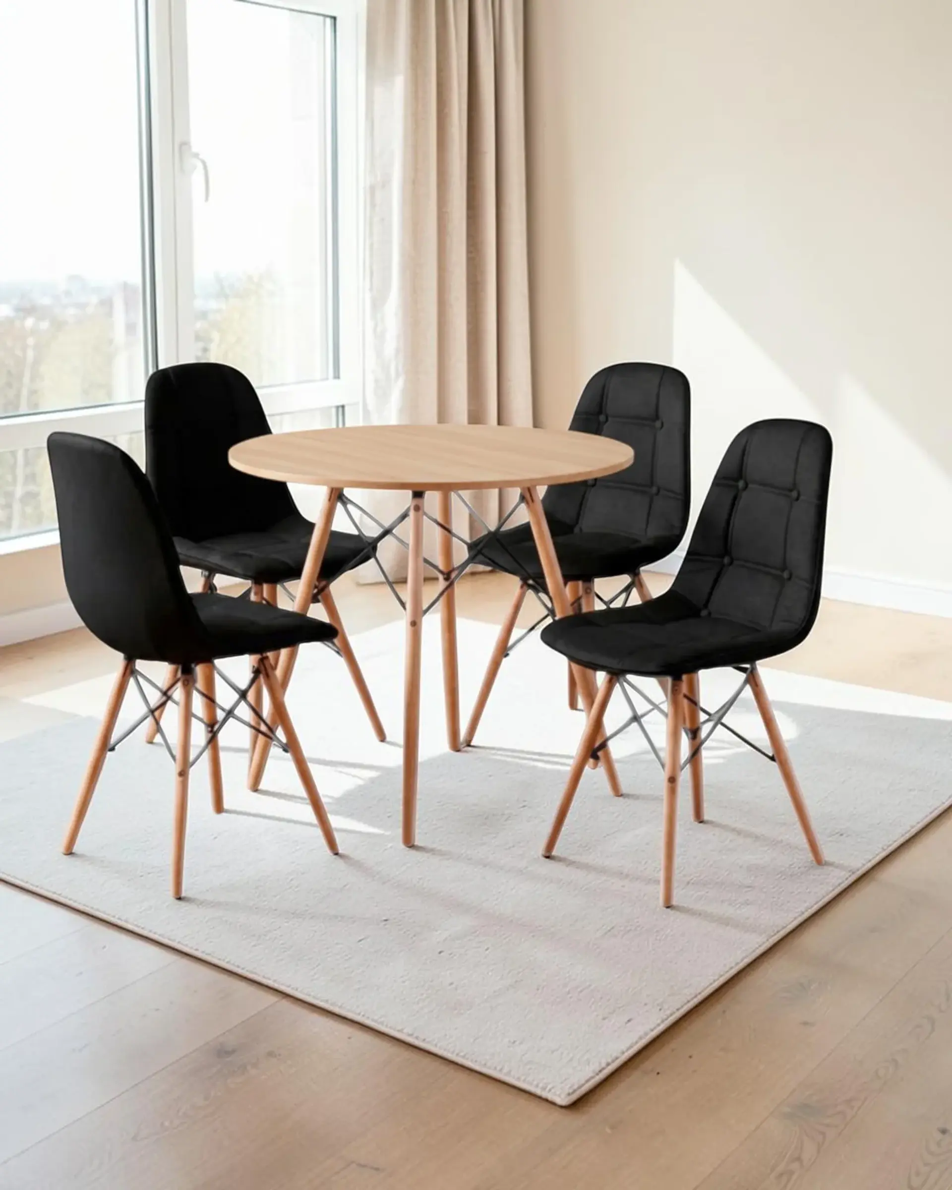 Comedor Redondo Melamina Eames 4 Sillas Buckle  12