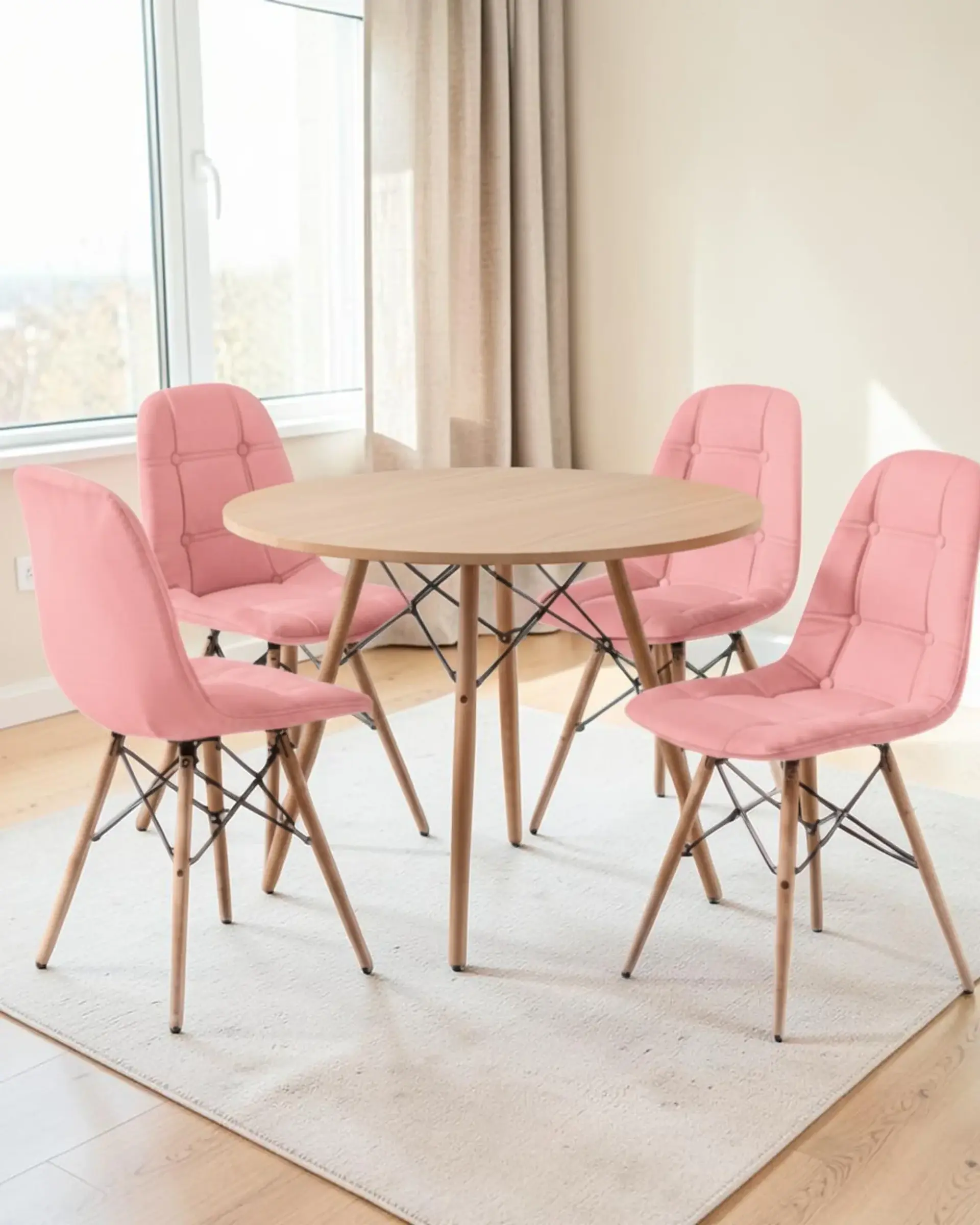 Comedor Redondo Melamina Eames 4 Sillas Buckle  13