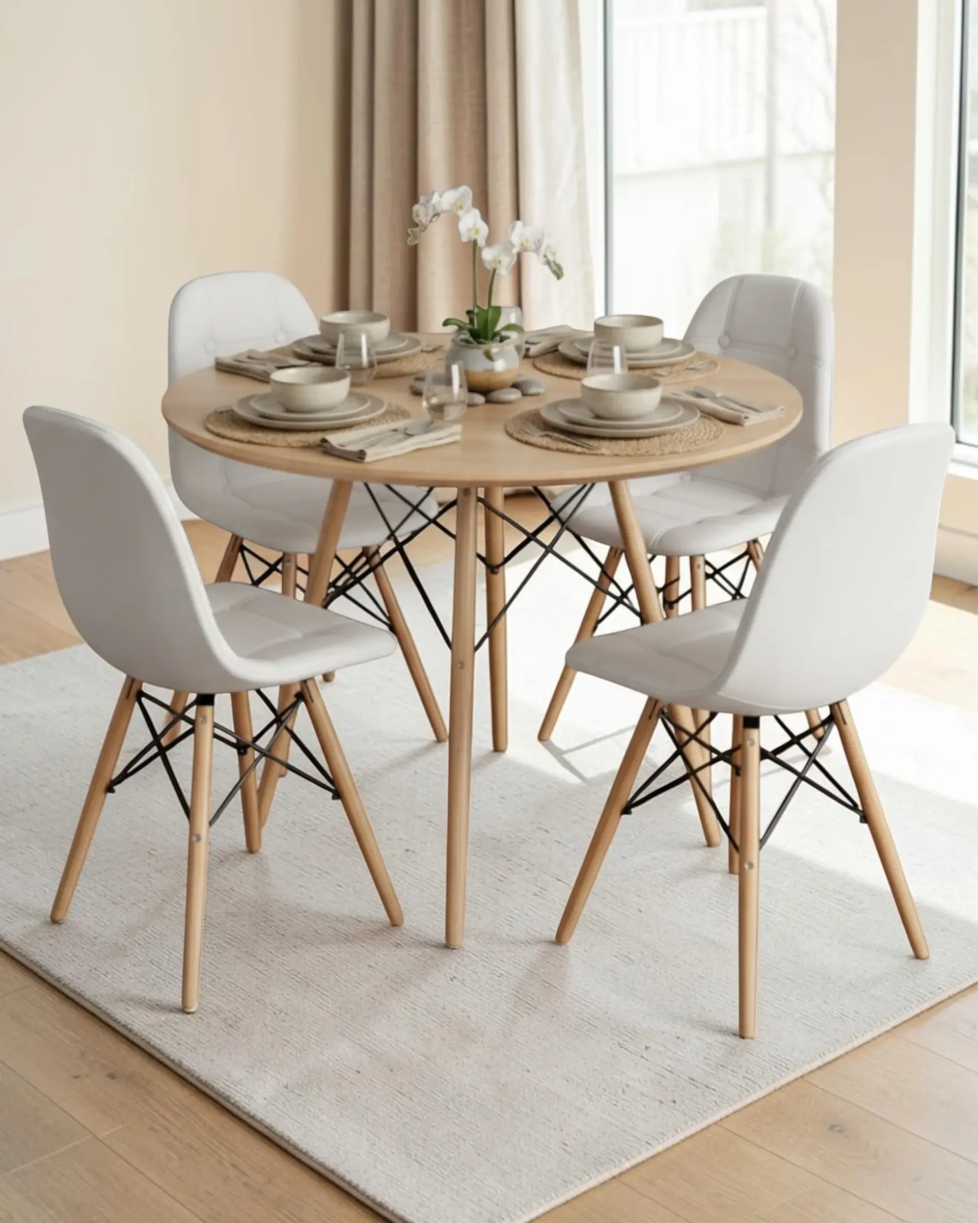 Comedor Redondo Melamina Eames 4 Sillas Buckle  14