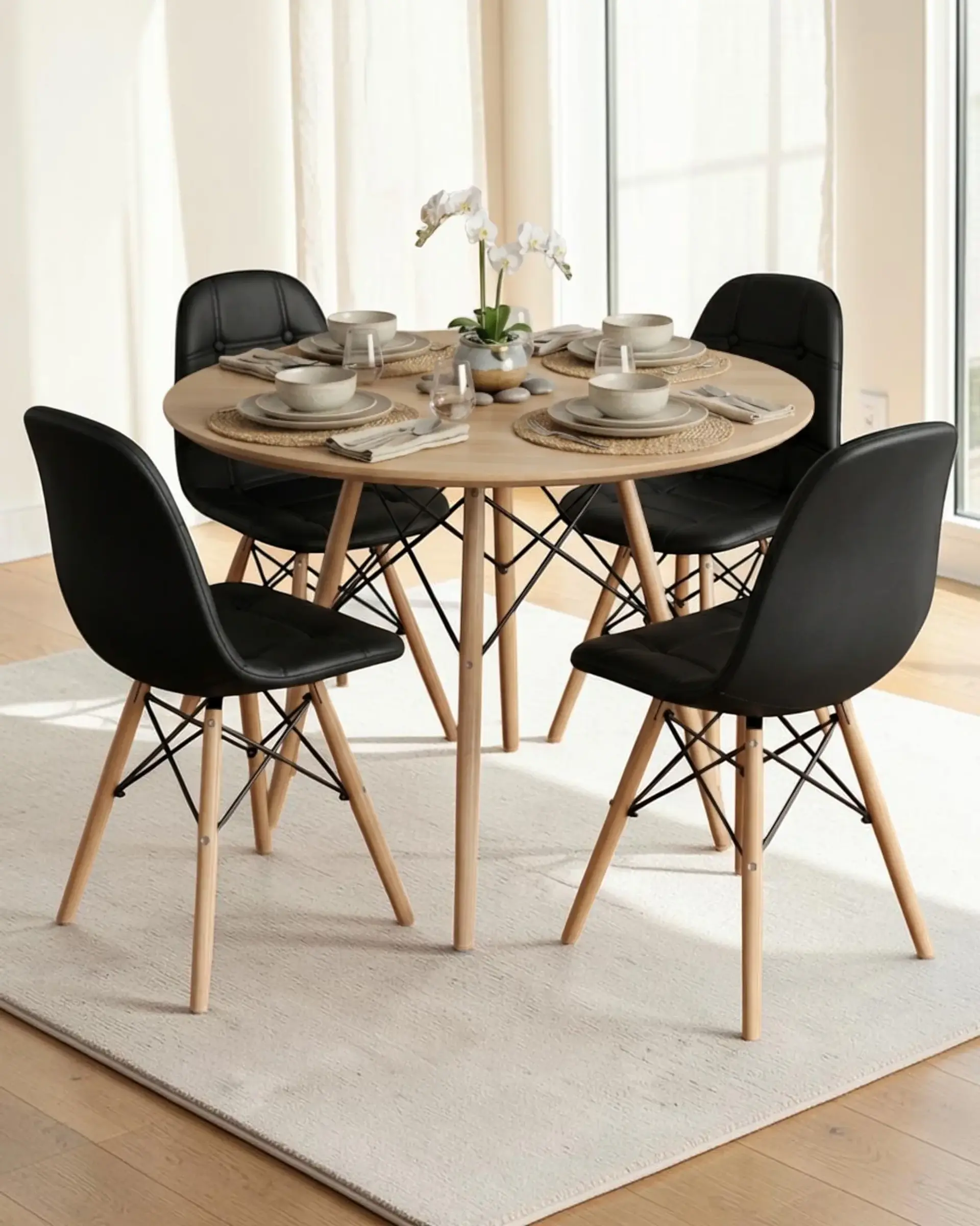Comedor Redondo Melamina Eames 4 Sillas Buckle  15