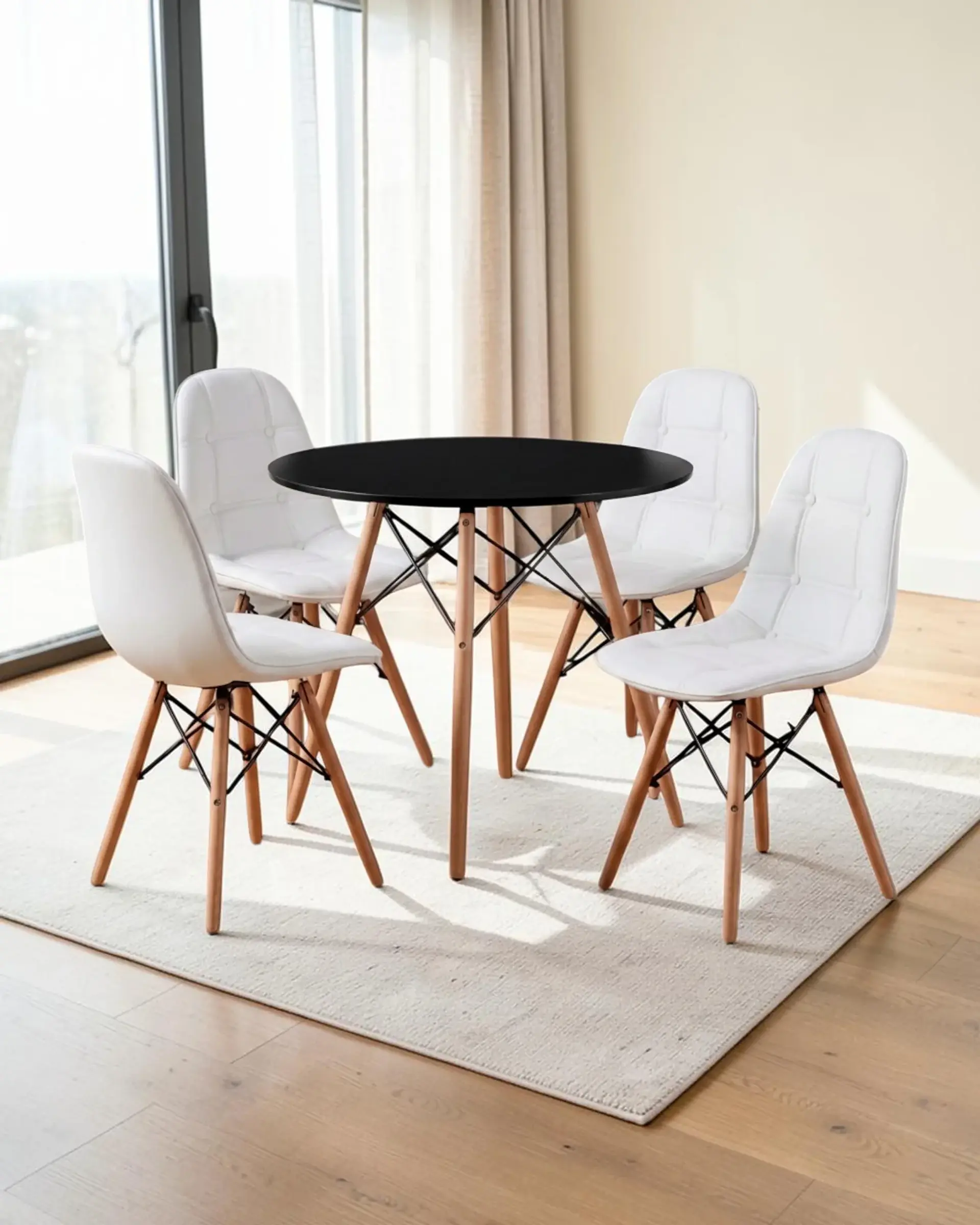 Comedor Redondo Melamina Eames 4 Sillas Buckle  17