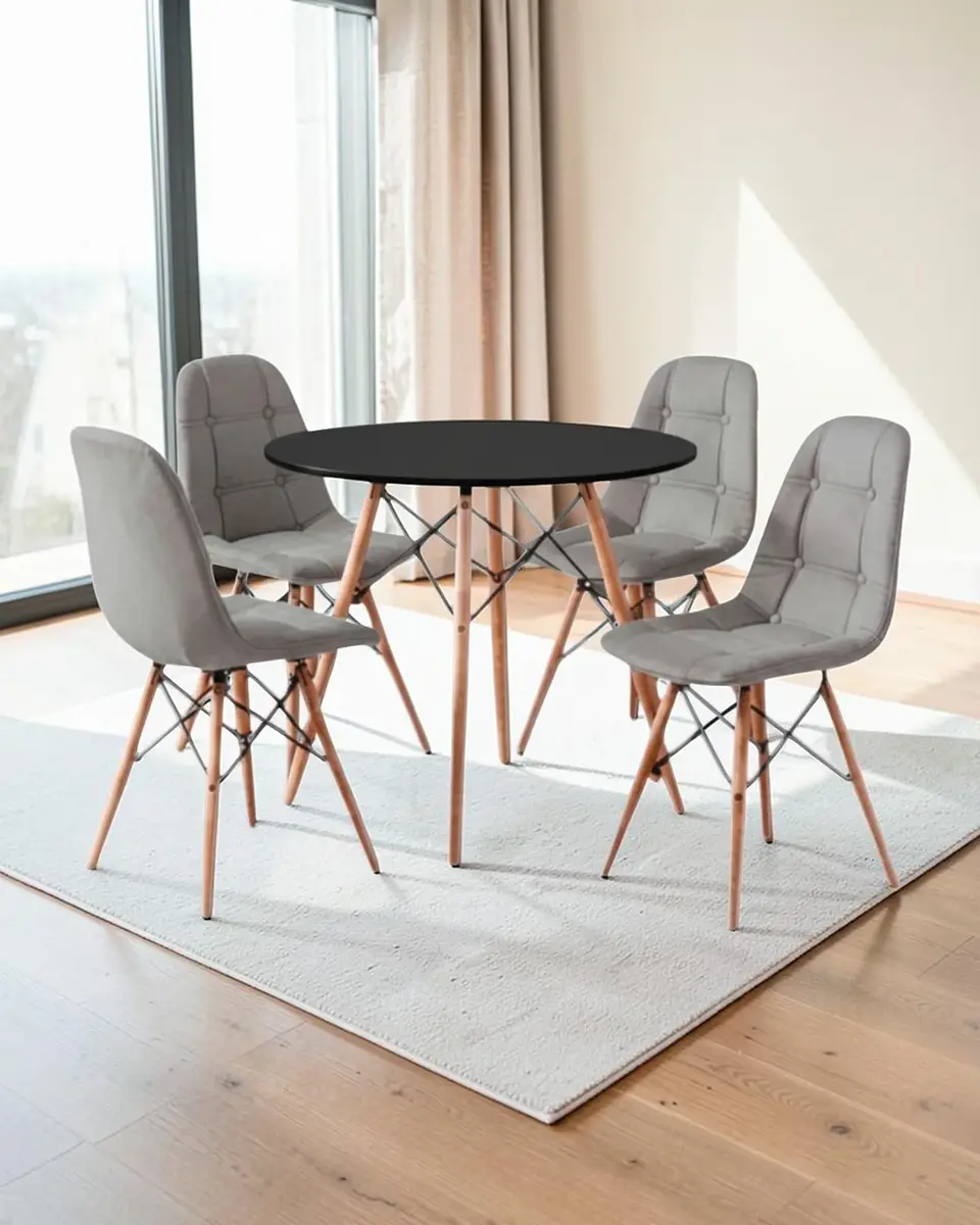 Comedor Redondo Melamina Eames 4 Sillas Buckle  18