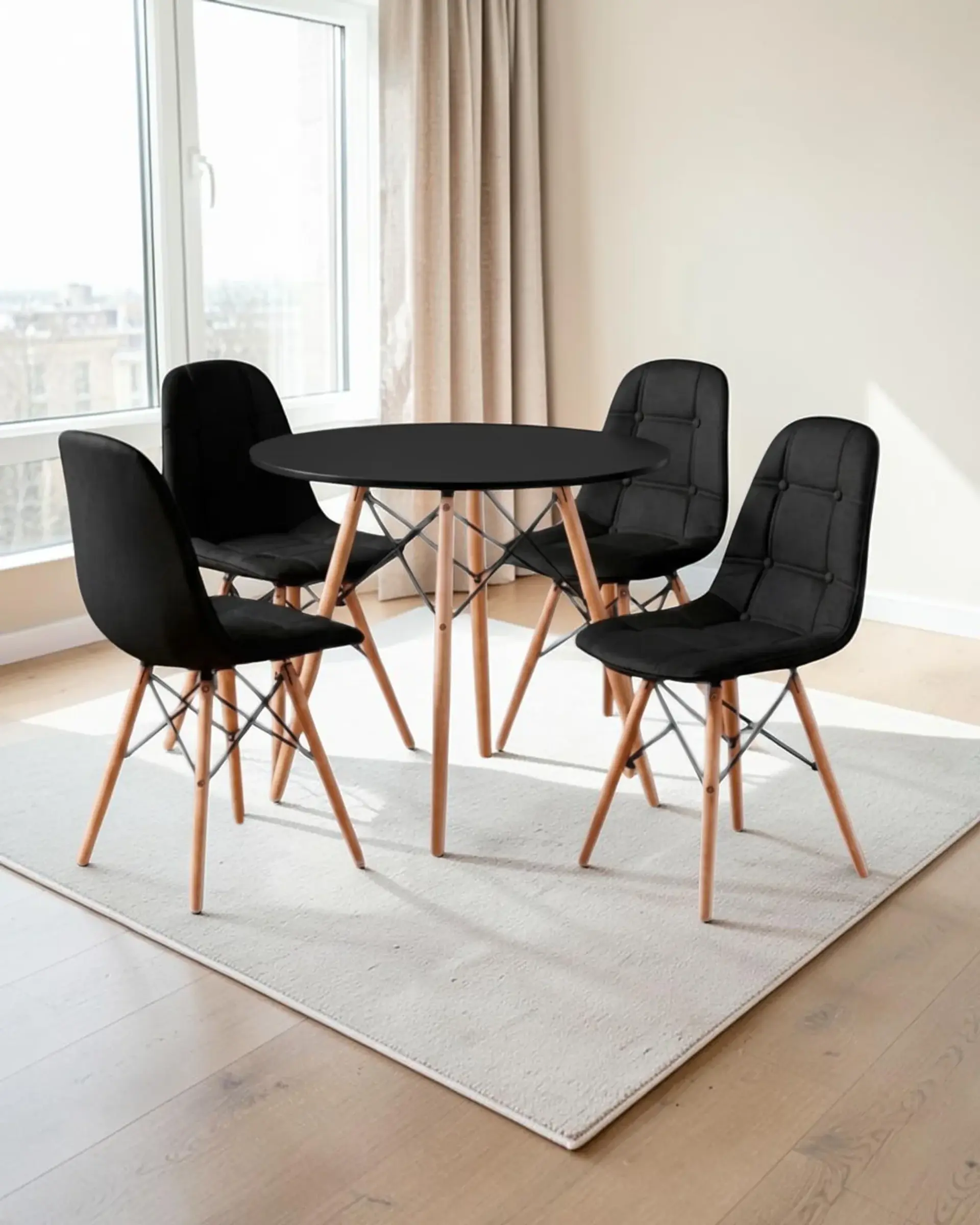 Comedor Redondo Melamina Eames 4 Sillas Buckle  19
