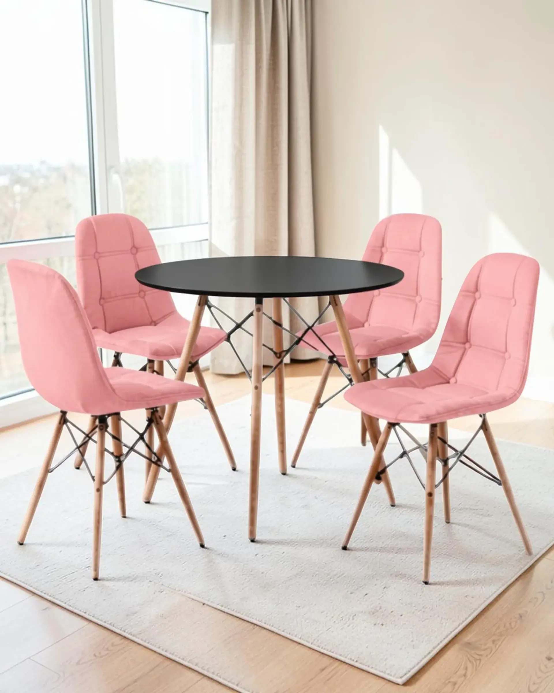 Comedor Redondo Melamina Eames 4 Sillas Buckle  20
