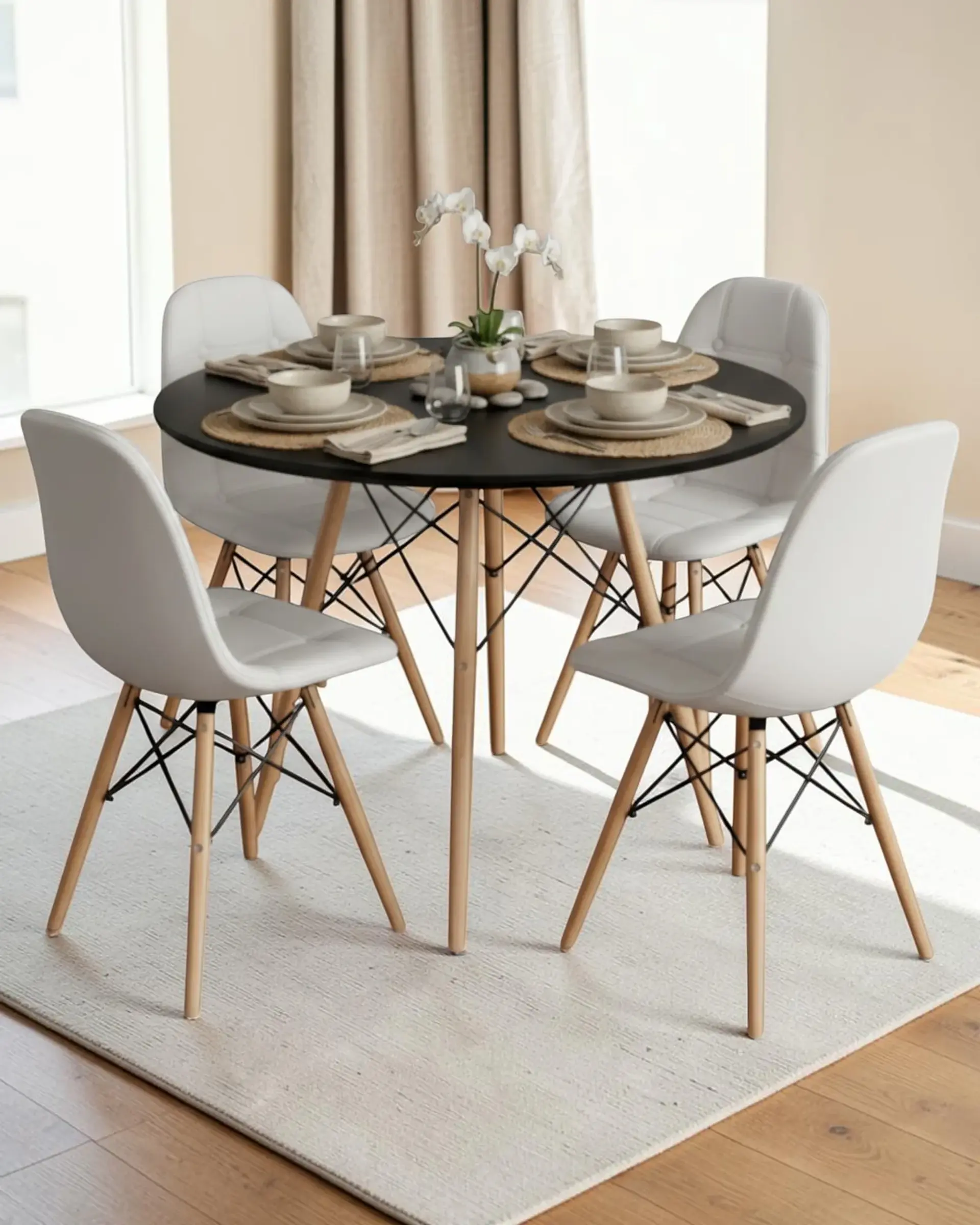 Comedor Redondo Melamina Eames 4 Sillas Buckle  21